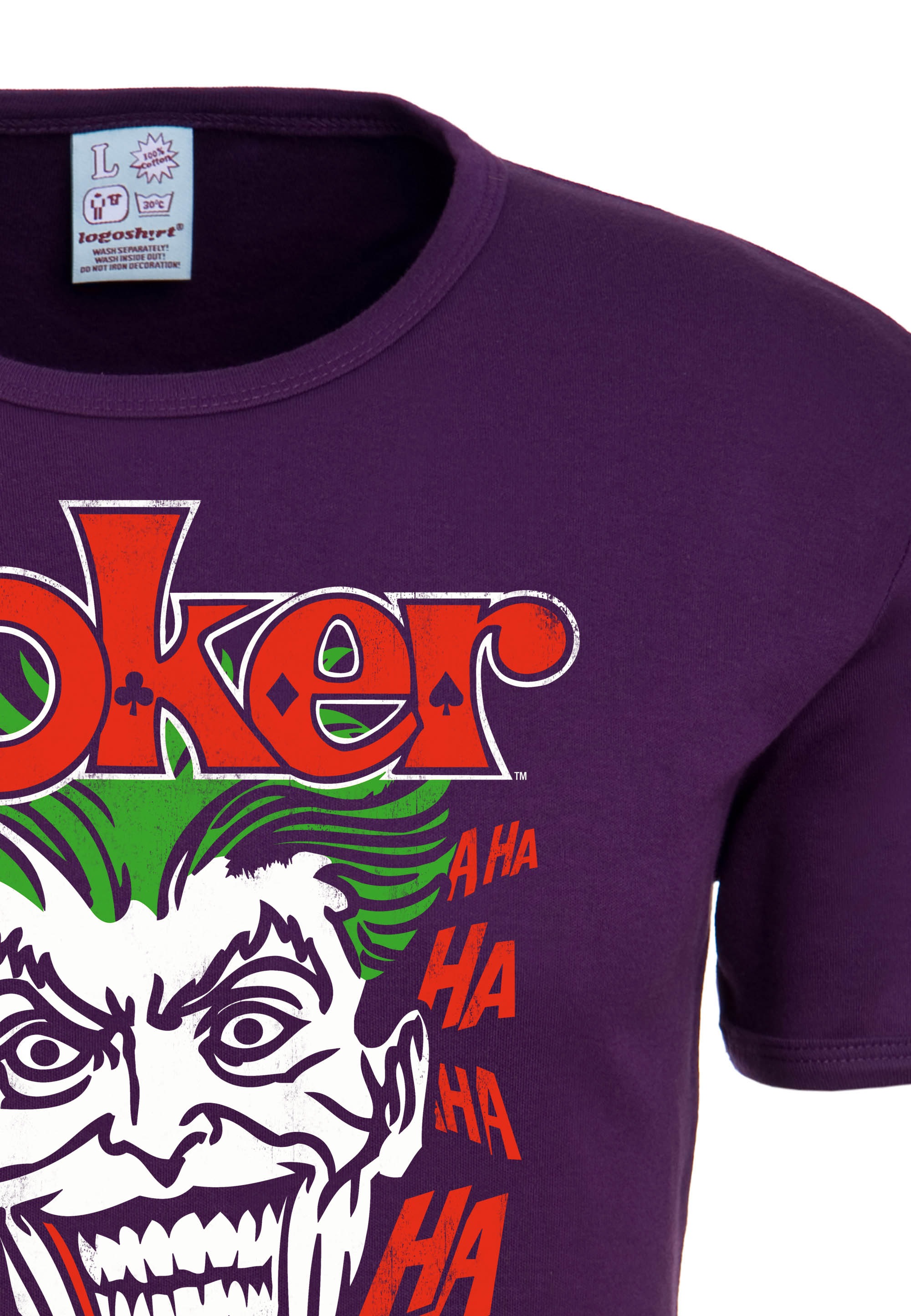 LOGOSHIRT T-Shirt »Joker mit Batman«, bestellen kultigem | ▷ BAUR Joker-Print