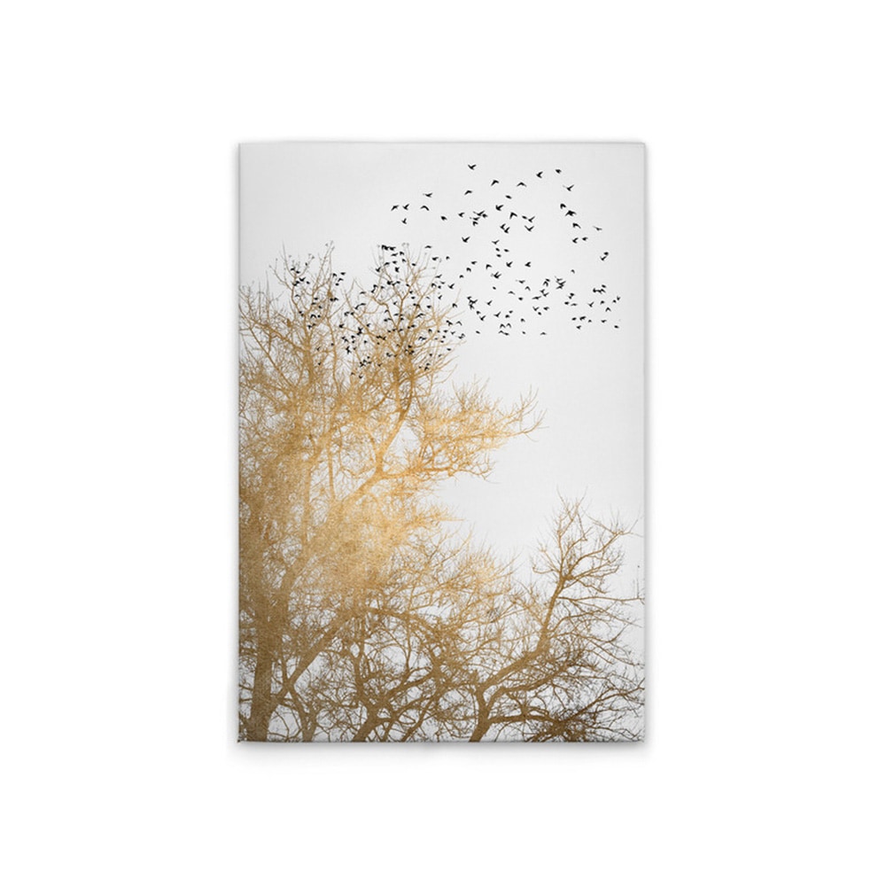 A.S. Création Leinwandbild »Golden Skies - Wandbild Creme Gold Keilrahmen Kunst modern«, (1 St.), Canvas Baumkrone Leinwand Weiß Wandkunst Wohnzimmer Gold Landschaften