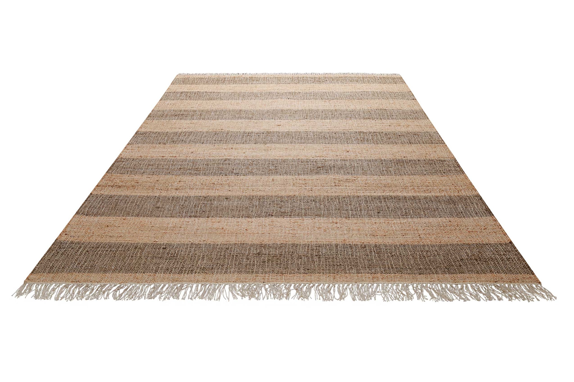 Green Looop Teppich "Virgil" rechteckig 4 mm Höhe Naturfaser Teppich aus 80% Jute 20% Baumwolle, mit Fransen, Wohnzimmer