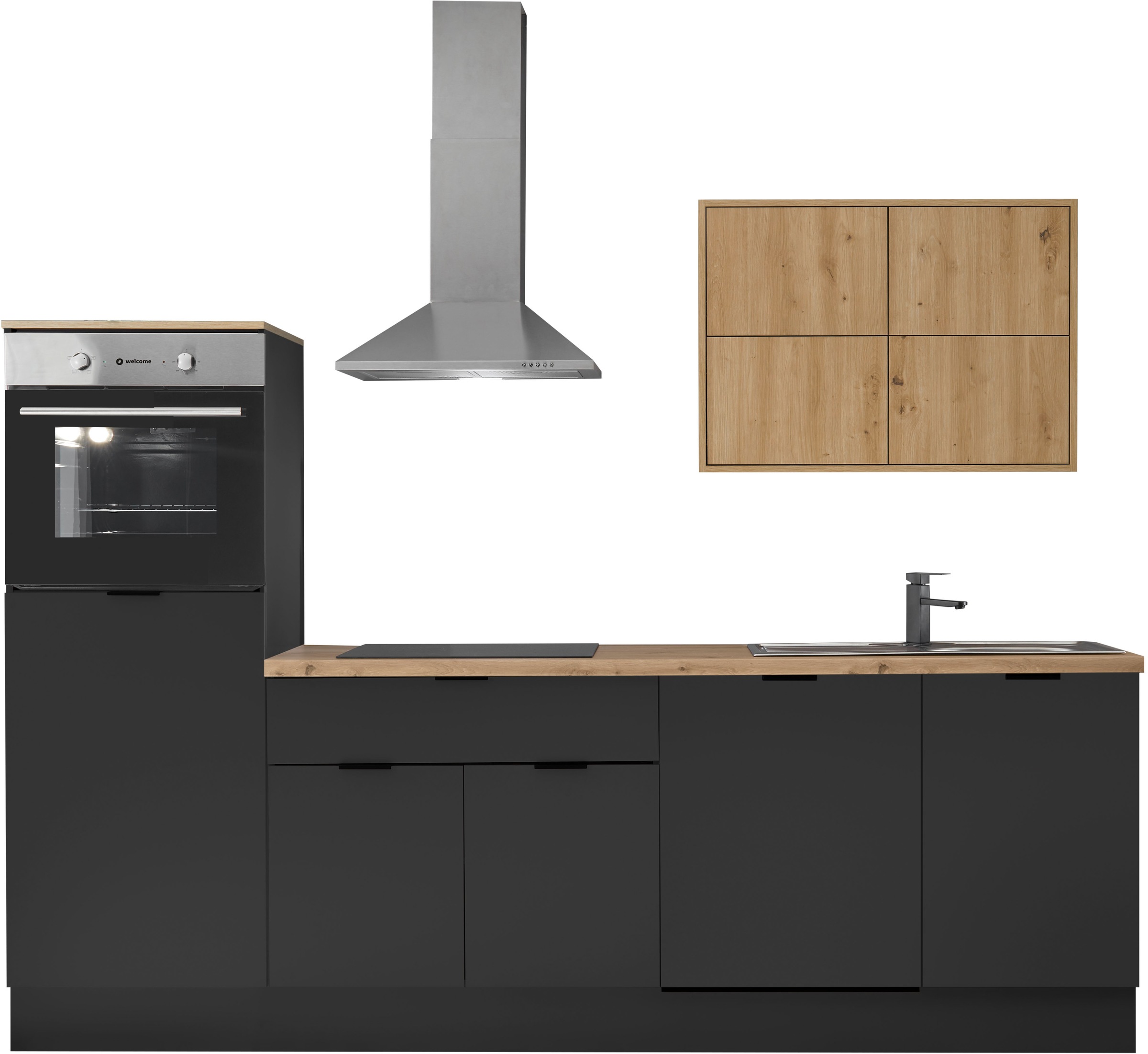 KOCHSTATION Küchenzeile "KS-Georgia, mit 38mm starker Arbeitsplatte" Breite 260 cm, wahlweise mit E-Geräten und Kühlschrank