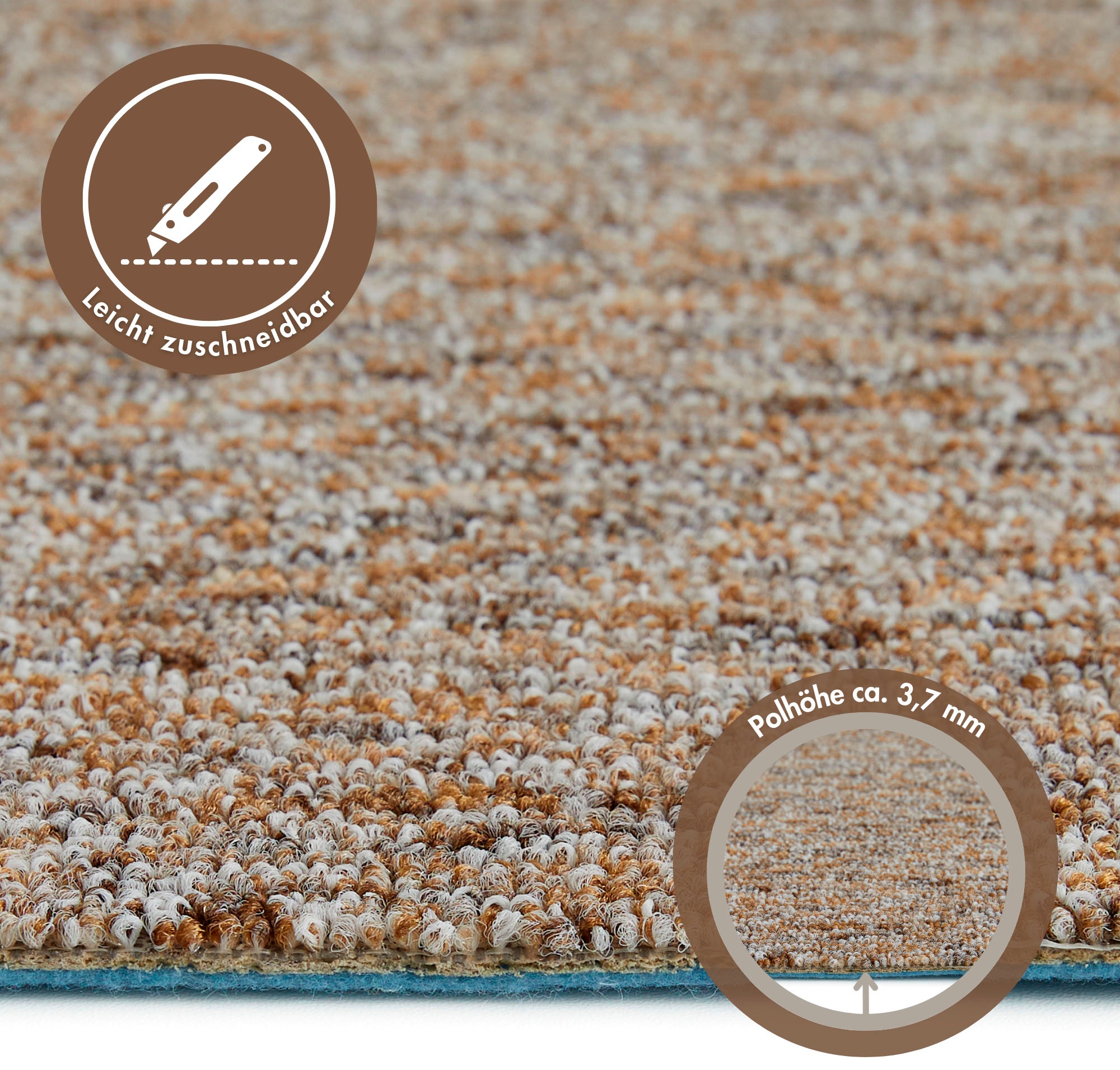 Thumbnail - Andiamo Teppichboden "Gambia, Feinschlinge, Gesamthöhe 7,2 mm, Made in Belgium" rechteckig 7,2 mm Höhe meliert, Breite 4...