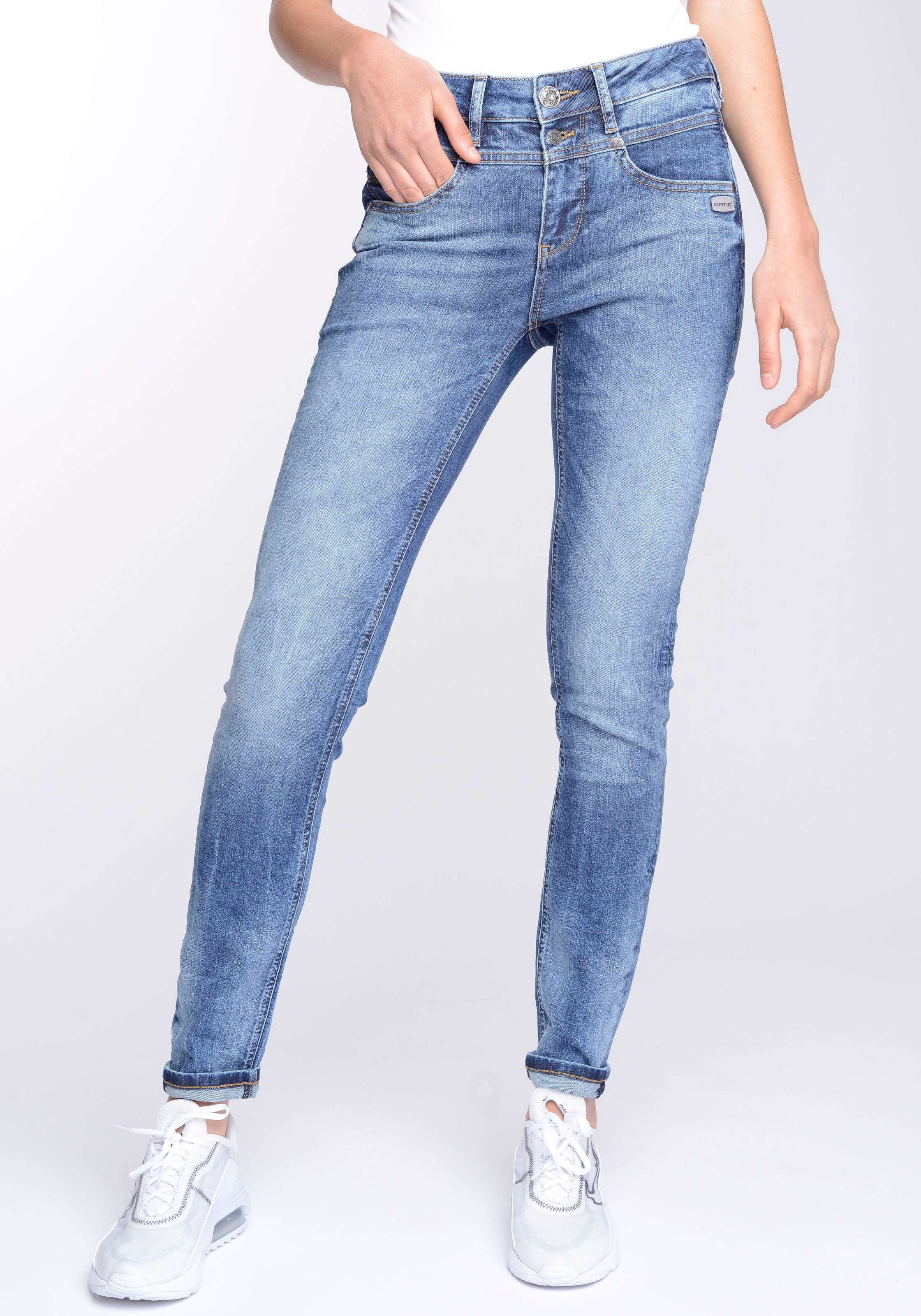 GANG Skinny-fit-Jeans "94MORA", mit 3-Knopf-Verschluss und Passe vorne günstig online kaufen