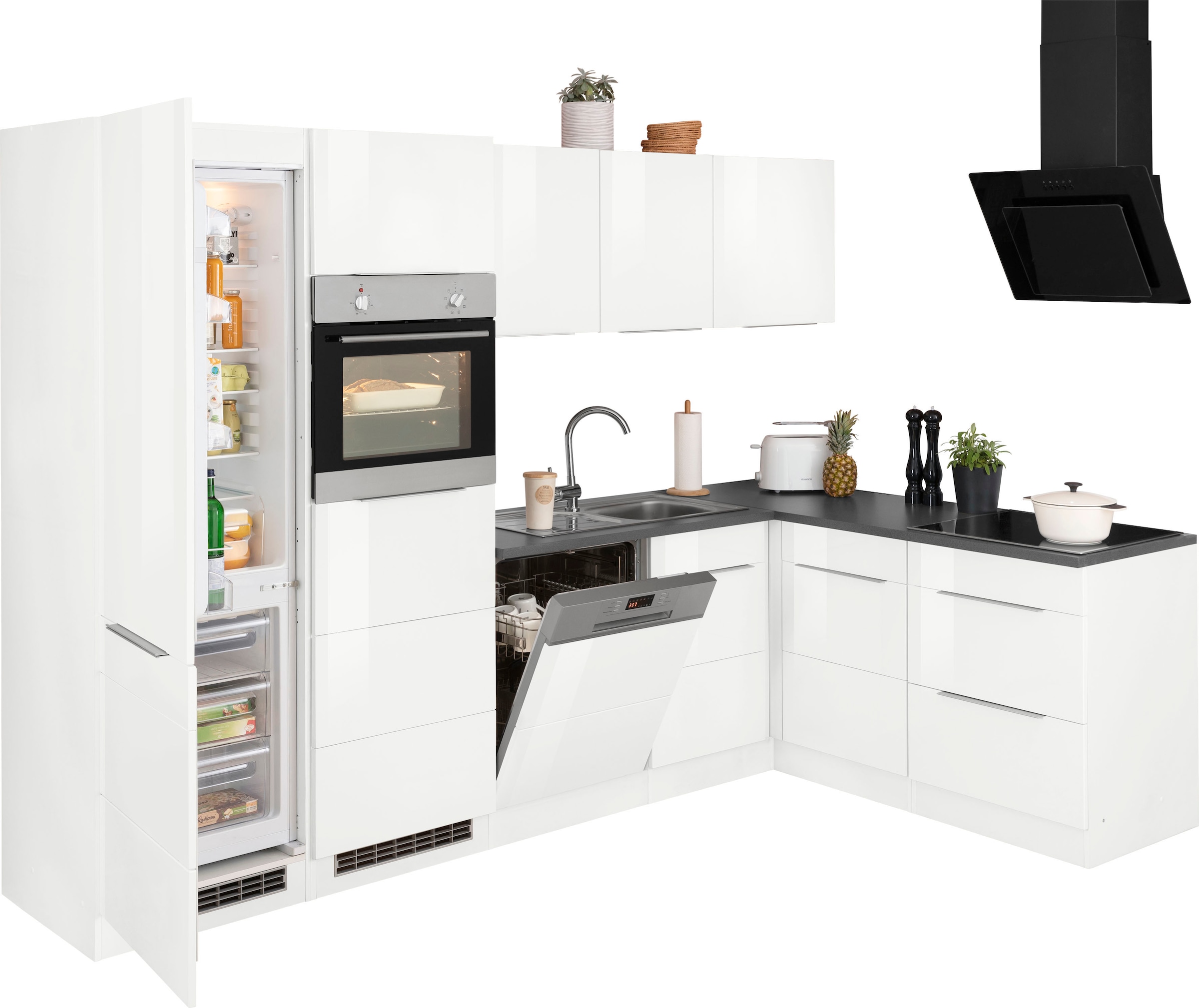 KOCHSTATION Winkelküche »KS-Brindisi Stellbreite 290/170 cm«, wahlweise mit E-Geräten und Induktion, mit MDF-Fronten