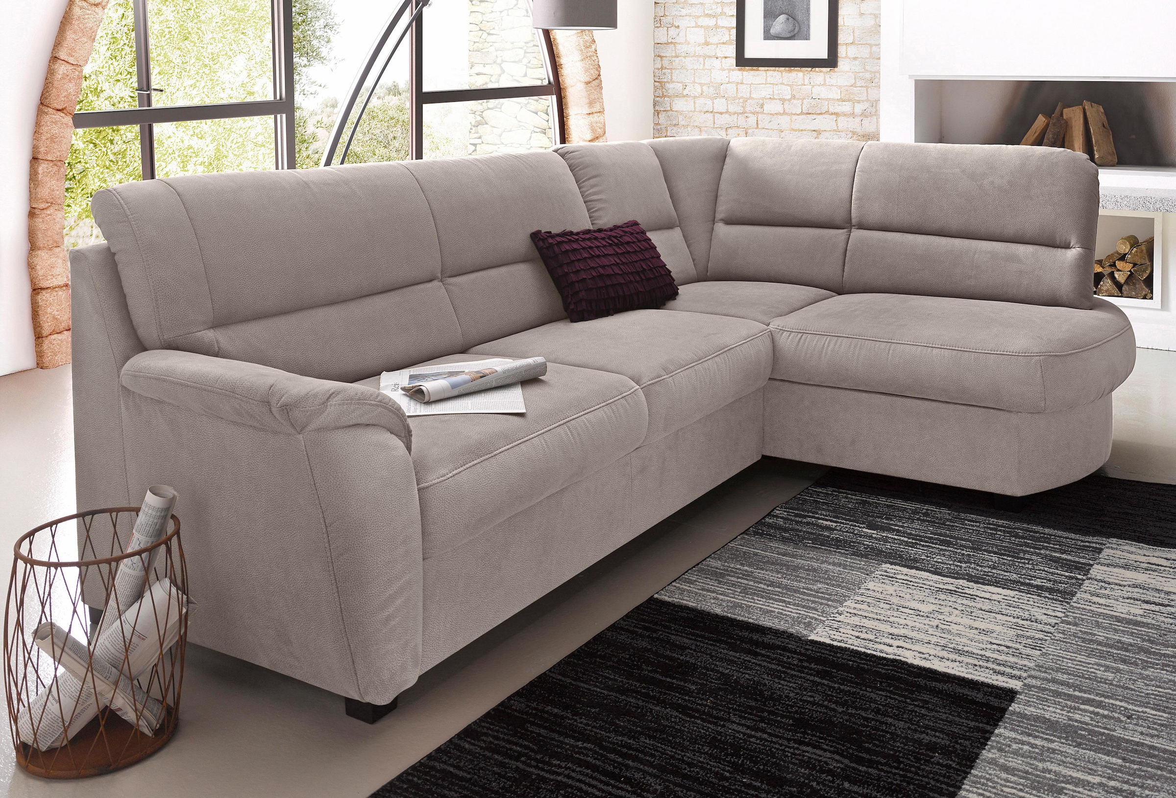 sit&more Ecksofa "Pandora L-Form", wahlweise mit Bettfunktion und Bettkasten