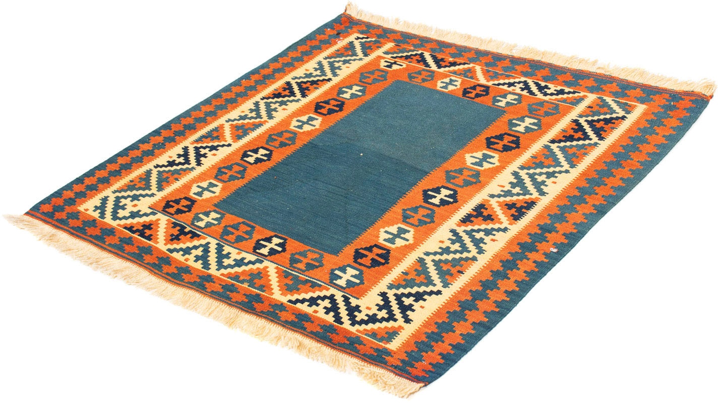 morgenland Wollteppich »Kelim - Oriental quadratisch - 102 x 102 cm -  dunkelblau«, quadratisch, Wohnzimmer, Einzelstück | BAUR