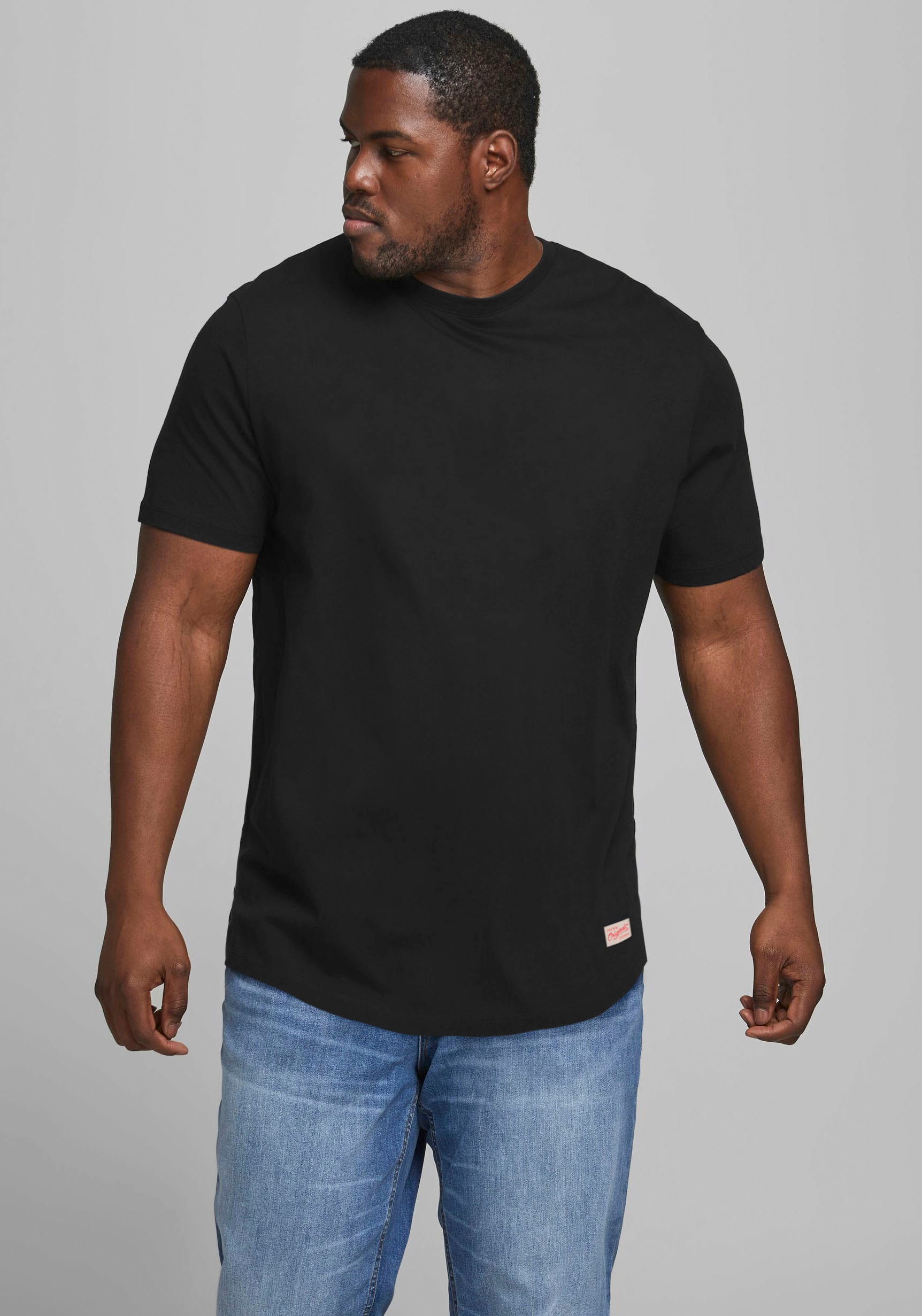 Jack & Jones PlusSize "NOA TEE" mit abgerundetem Saum, bis Größe 6XL