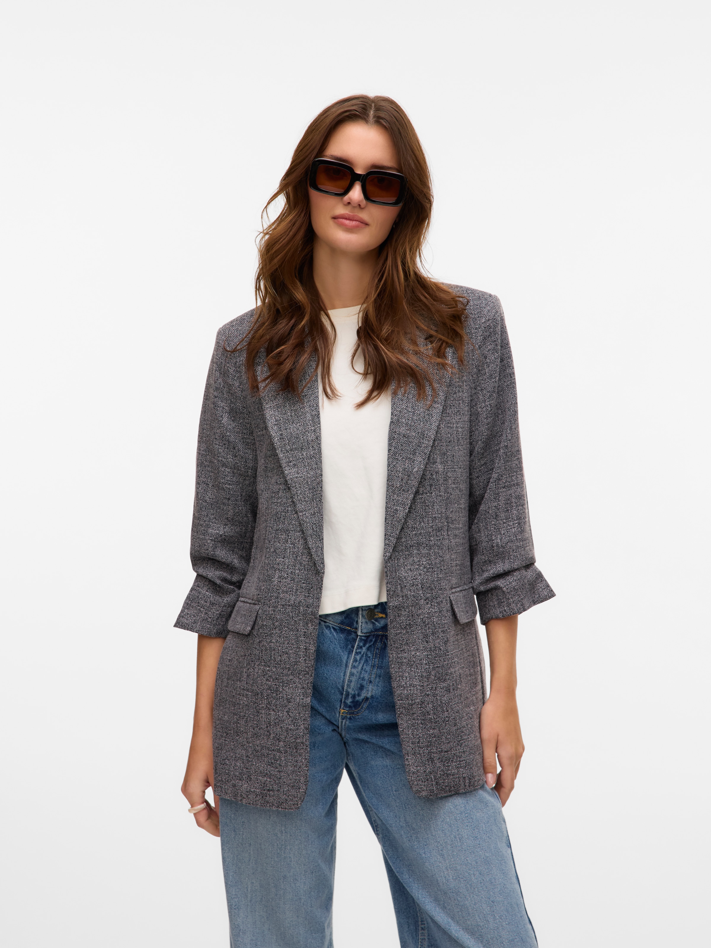 Vero Moda "VMFRIDA LS REGULAR BLAZER NOOS" ohne Verschluss und mit geraffte günstig online kaufen