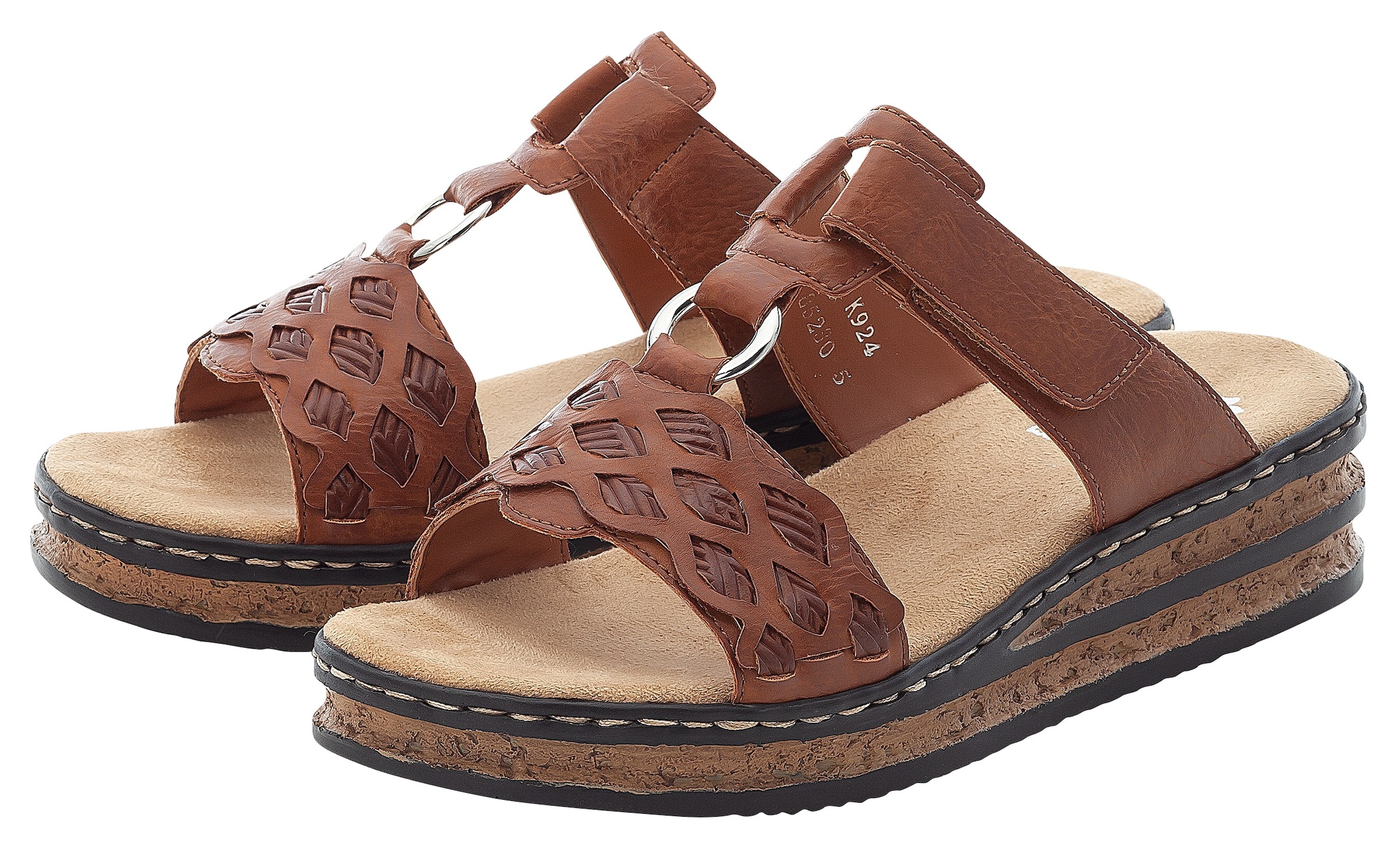Rieker Pantolette  Keilabsatz, Sommerschuh, Schlappen mit Riemchen in Flechtoptik