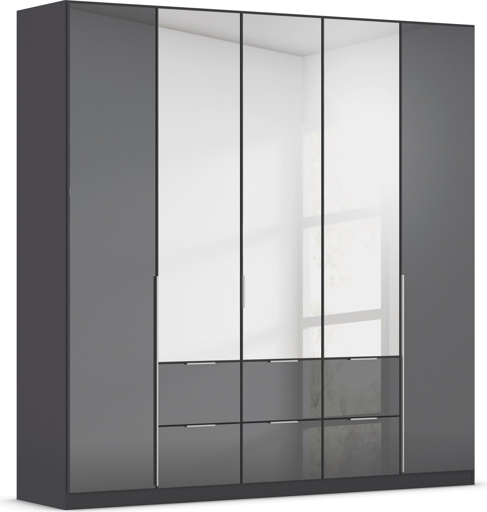 Drehtürenschrank OTTO HOME, B:226cm H:229cm T:54cm, grau, Holzwerkstoff, Schränke, "Kleiderschrank Kleiderschränke Schrank Garderobe AGORDO mit