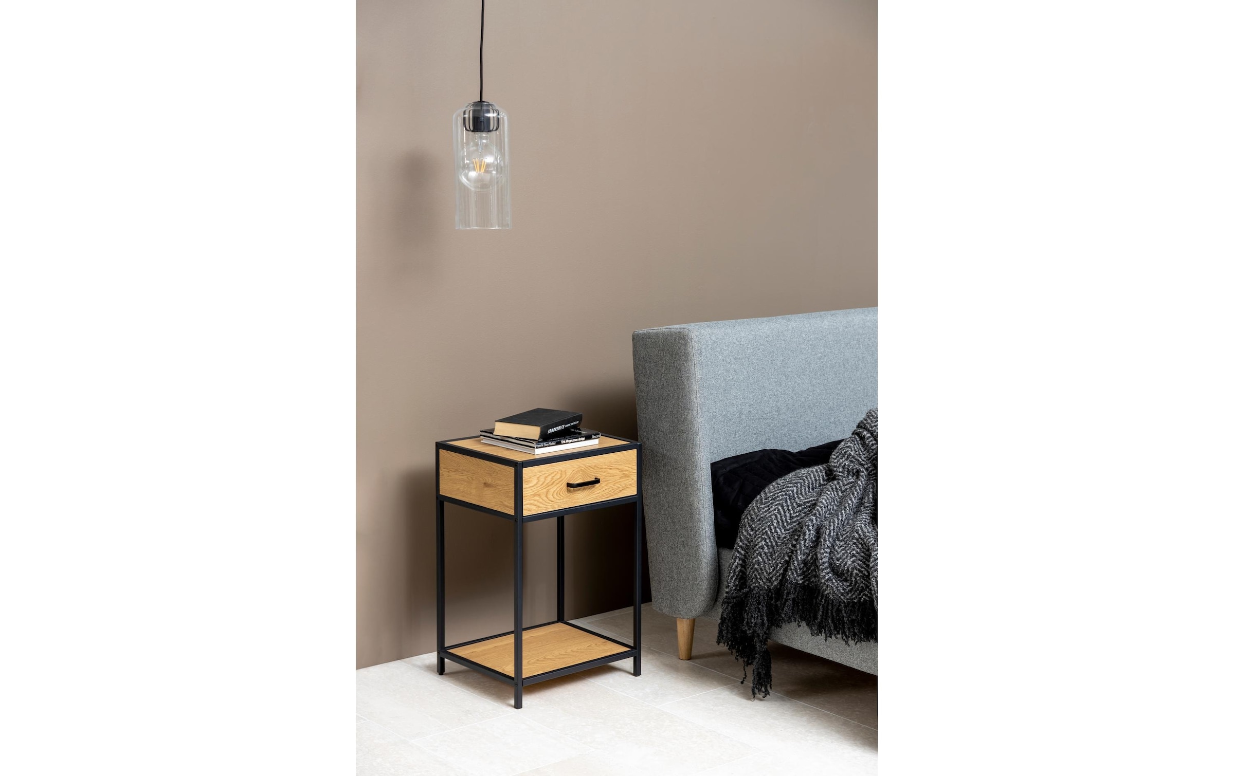 AC Design Nachttisch »Seaford 42 x 35 x 63 cm Nature/Schwarz«
