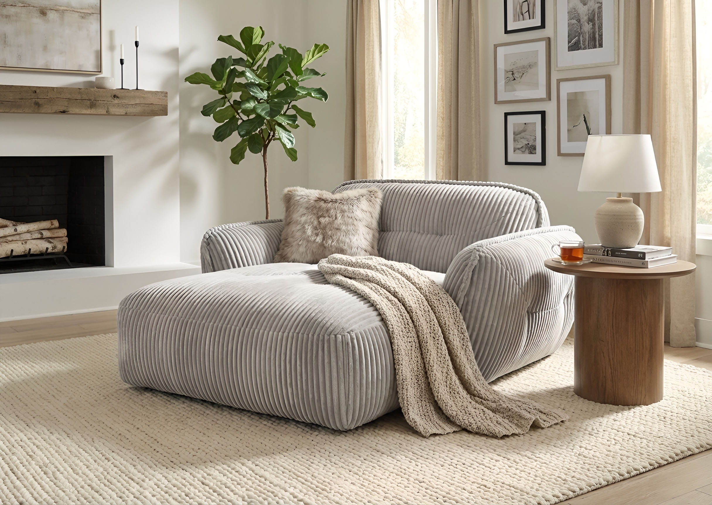 TRENDMANUFAKTUR Chaiselongue "Be Fluffy, mit Rundumbezug, Loveseat mit moderner breiter Kedernaht" mit softem Sitzkomfort, in hochwertigem Breitcord mit weicher Haptik