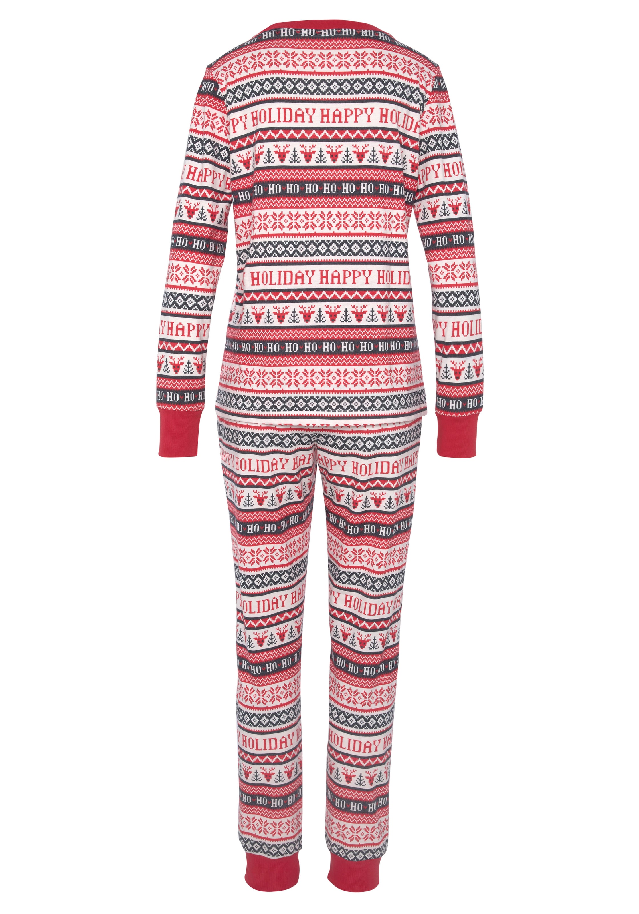 LASCANA Pyjama, (2 tlg.), mit winterlichem Druck