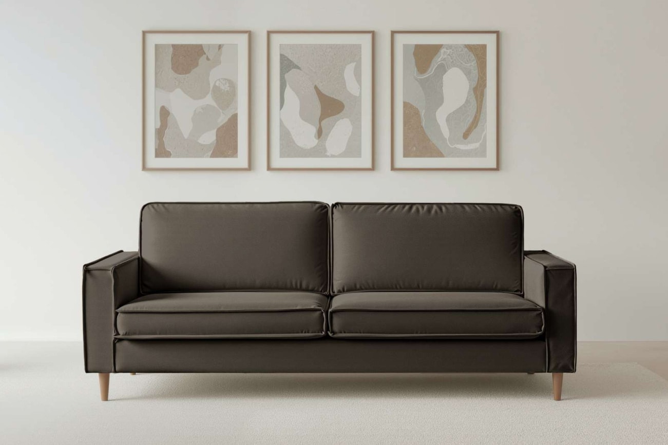 Home affaire 3-Sitzer »Pinto Skandi, 206 cm, Chenille, Struktur« mit Keder, Massivholzfüße Eiche geräuchert, Wellenunterfederung