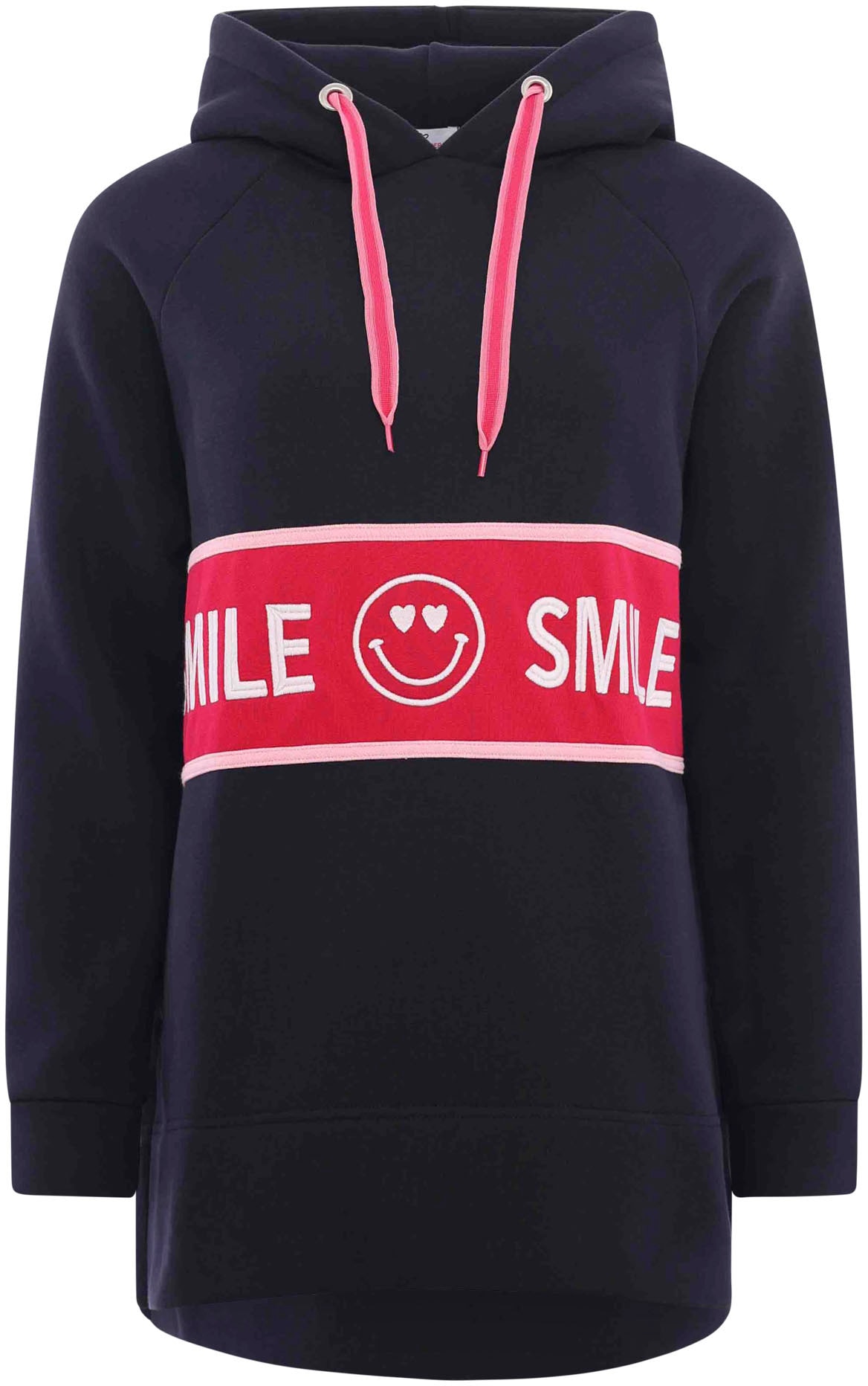 Zwillingsherz Sweatshirt, mit "Smile"-Print und Neonbändern