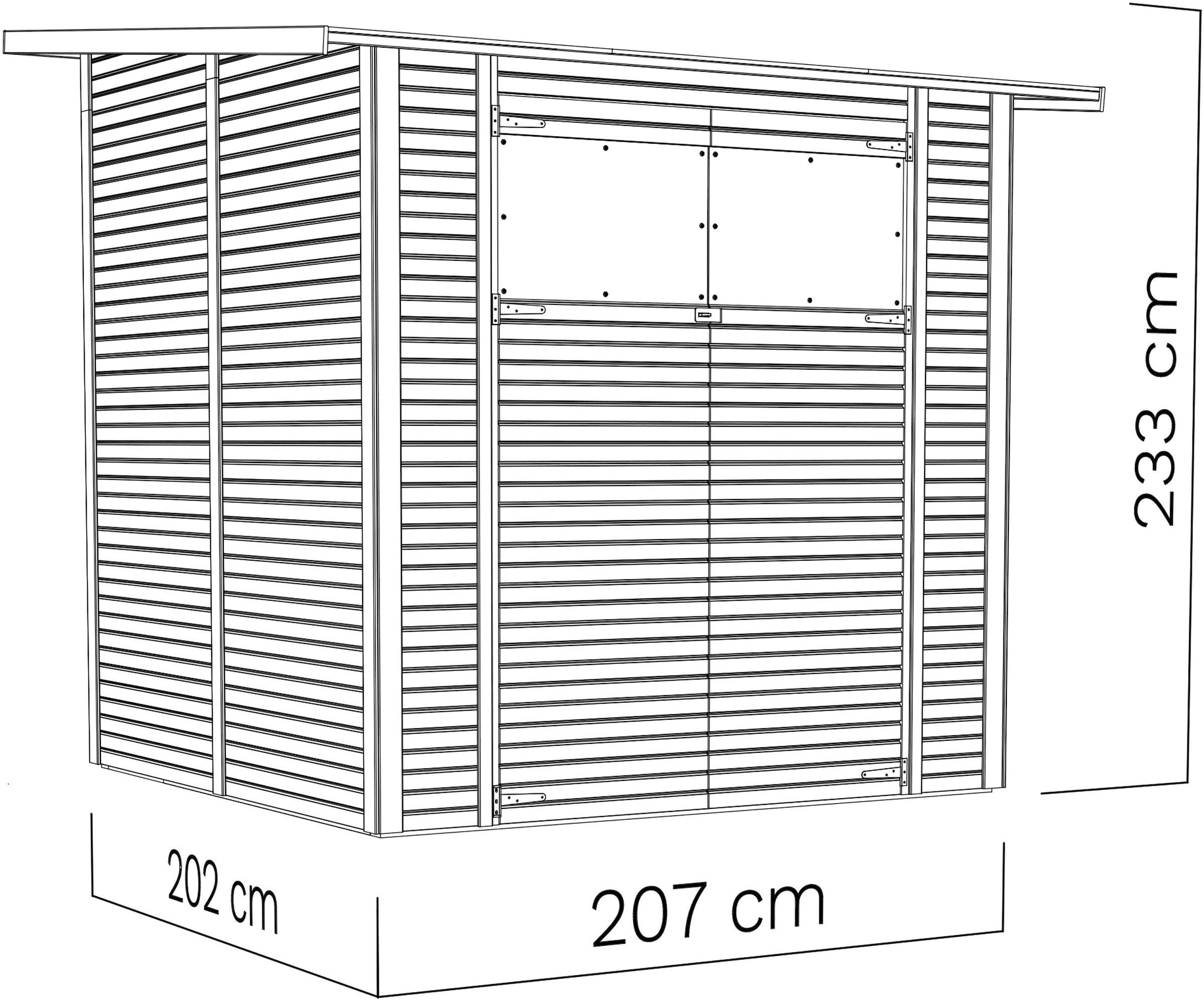 BERTILO Gartenhaus »Pent Modern 3, in verschiedenen Farben«, mit hohen Seitenwänden und einer 1,88 m hohen Doppeltür