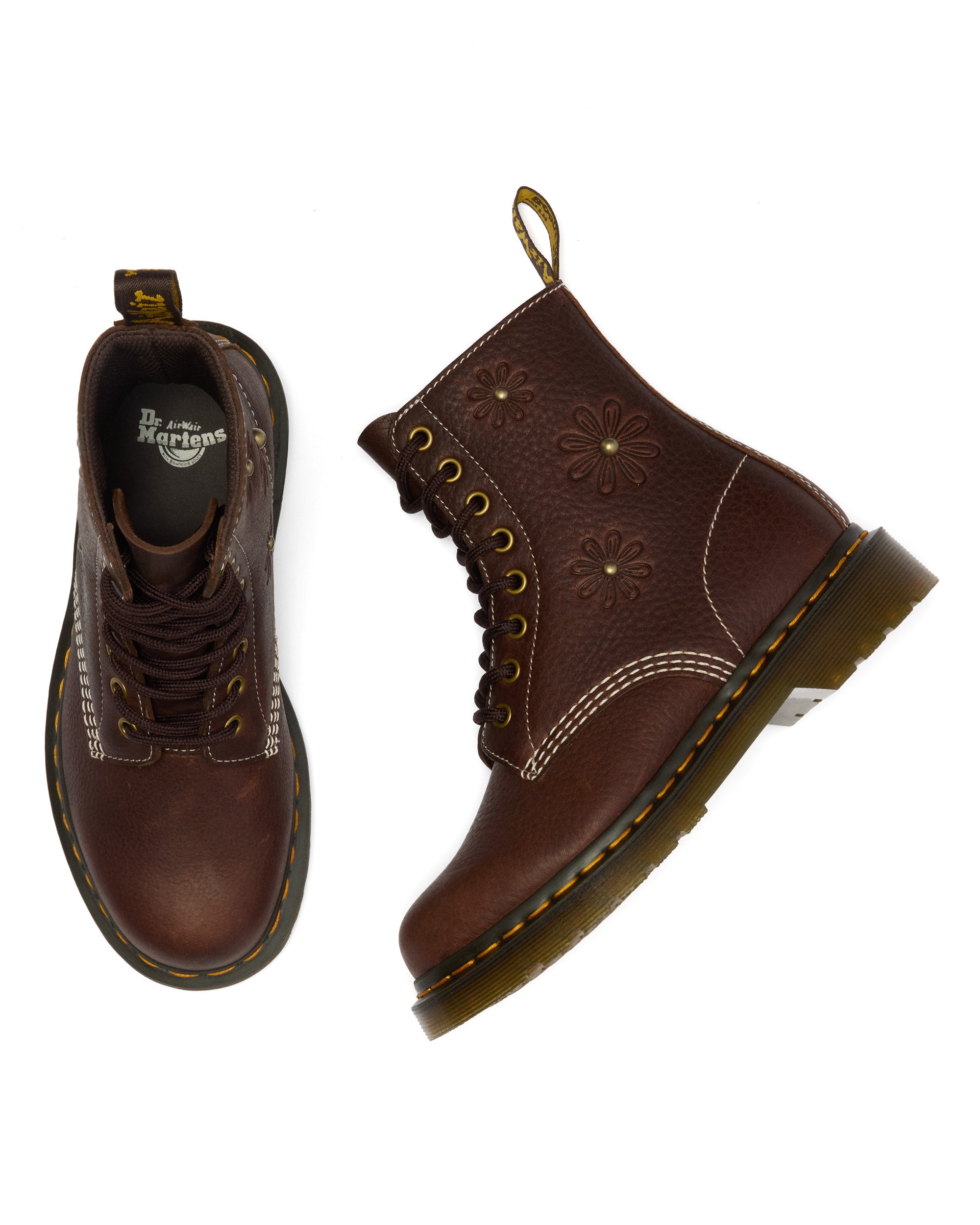 DR. MARTENS Schnürboots »1460 Pascal Flower«  , Blockabsatz, Stiefelette, 8-Eye Boots mit Flower Prägung