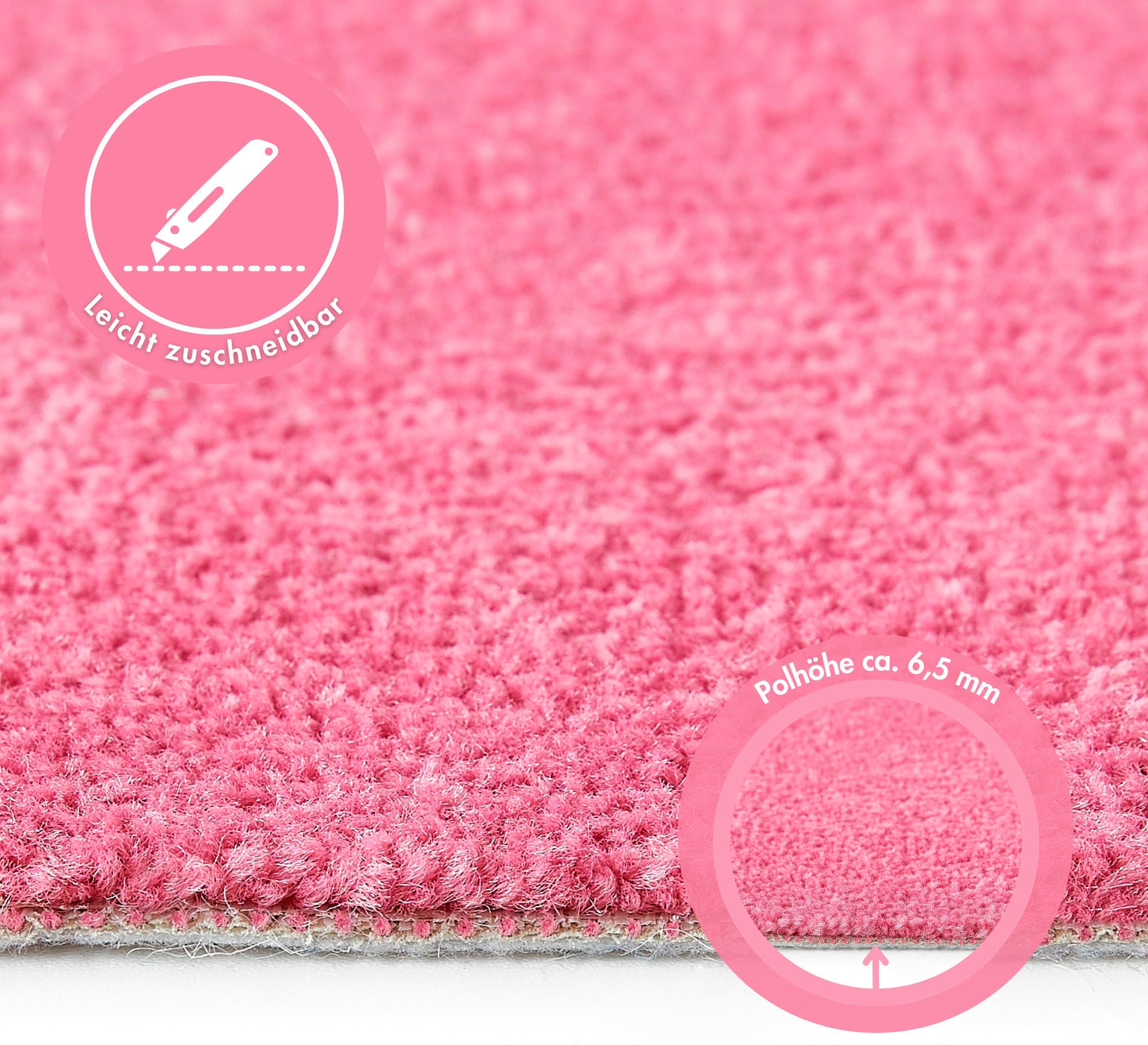 Teppichboden ANDIAMO "Ines, Kräuselvelours, Gesamthöhe 8,5 mm, Made in Netherlands", pink, B:400cm L:350cm, Kunstfaser, Teppiche, Uni Farben, Breite 400 cm, strapazierfähig & pflegeleicht 3