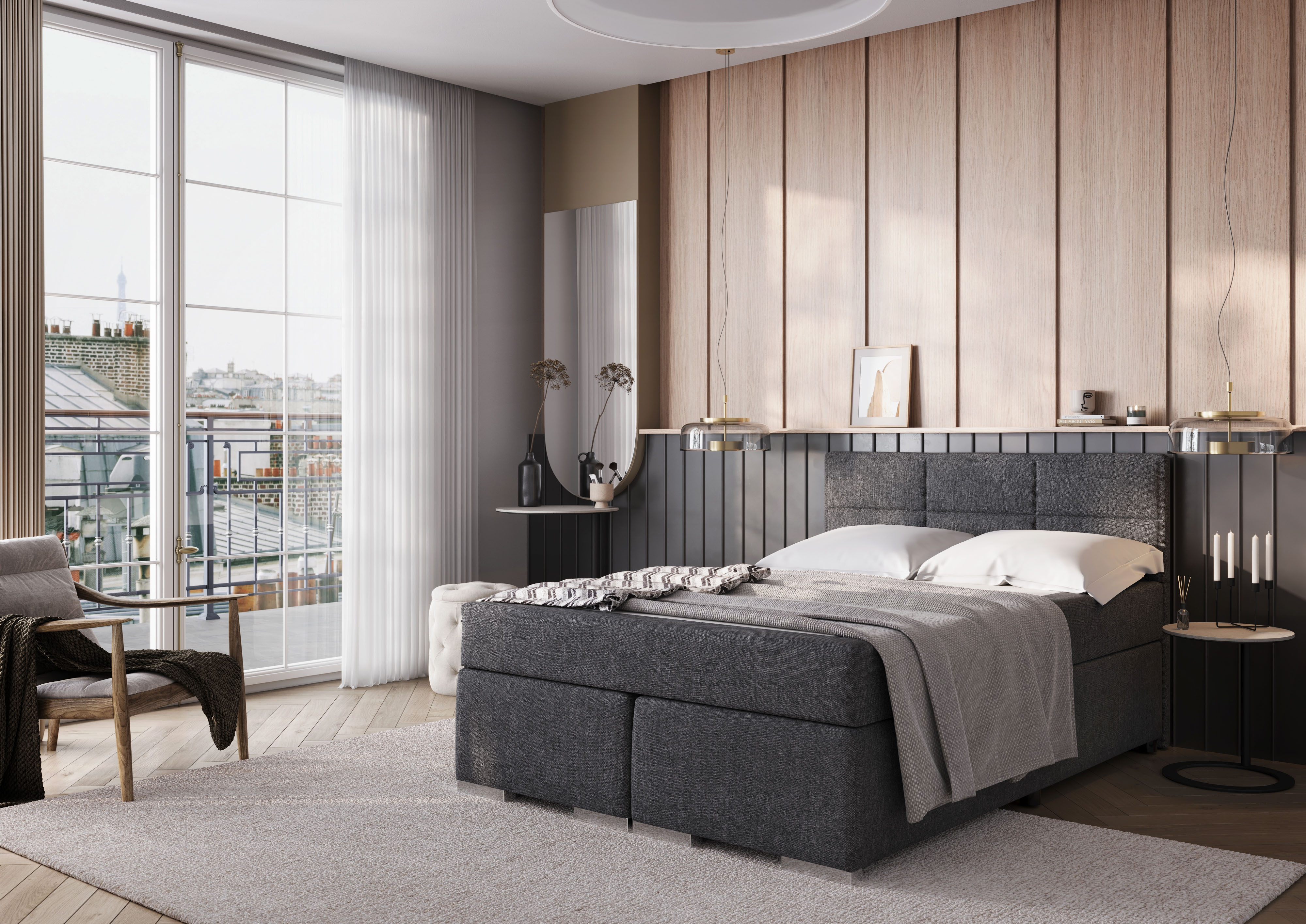 FORTE Boxspringbett "ONE erhältlich in den Breiten 140cm, 160cm & 180cm" Bezugsstoff ist tierfreundlich und pflegeleicht