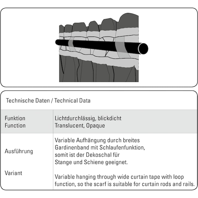 GARDINIA Gardine »Schal mit Gardinenband Etamine«, (1 St.), Stoff Etamine |  BAUR