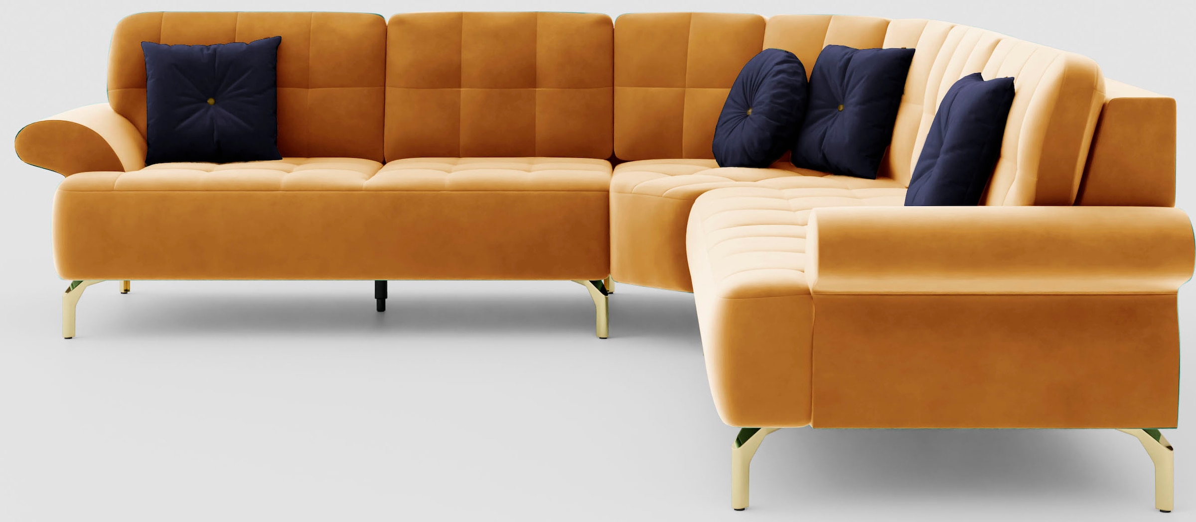 sit&more Ecksofa »Orient 1 L-Form«, inkl. 4 Zierkissen mit Strass-Stein, goldfarbene Metallfüße