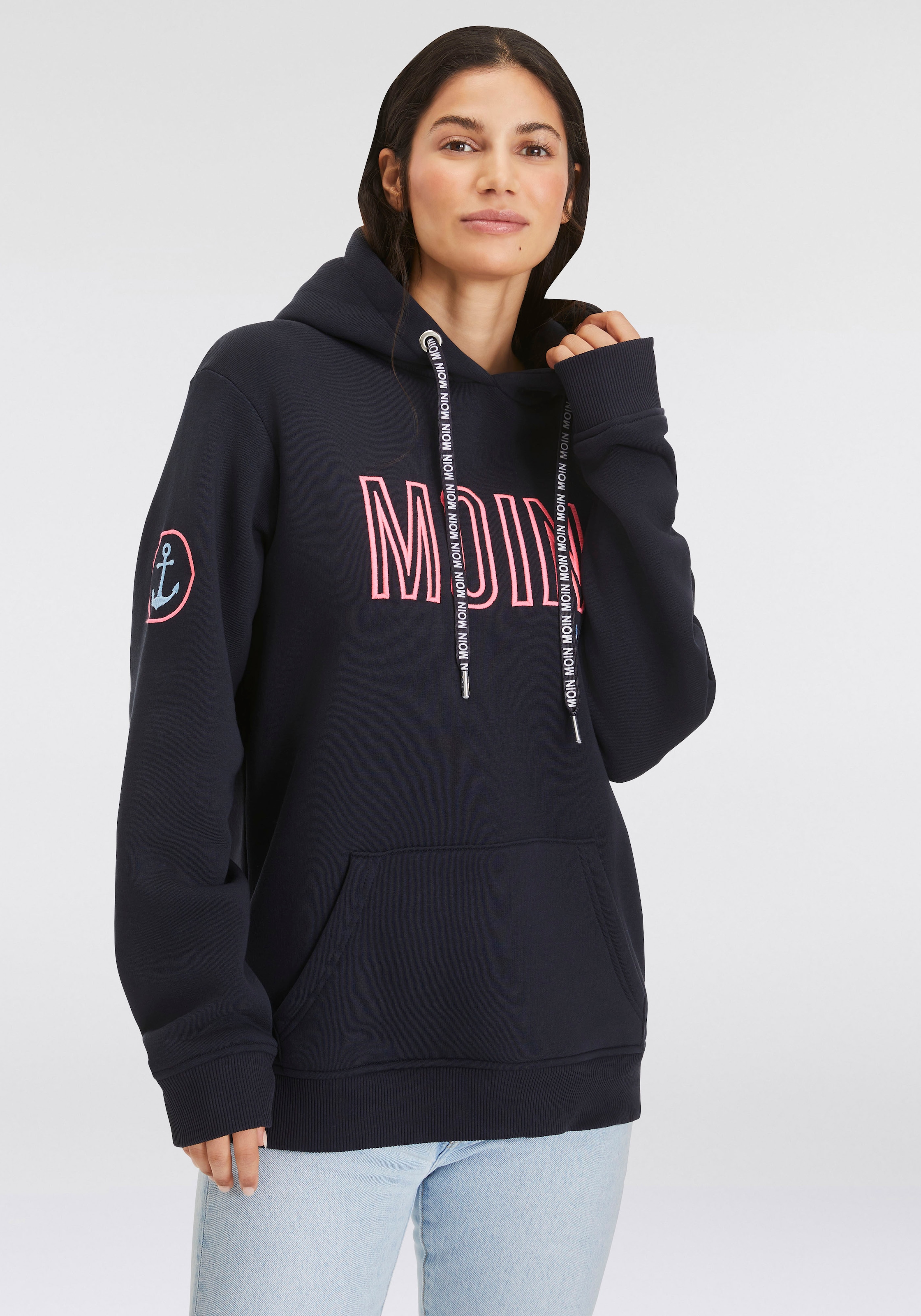 Hoodie »Limited Edition«, mit Kapuze, gesticktem "MOIN" und Anker Motiv