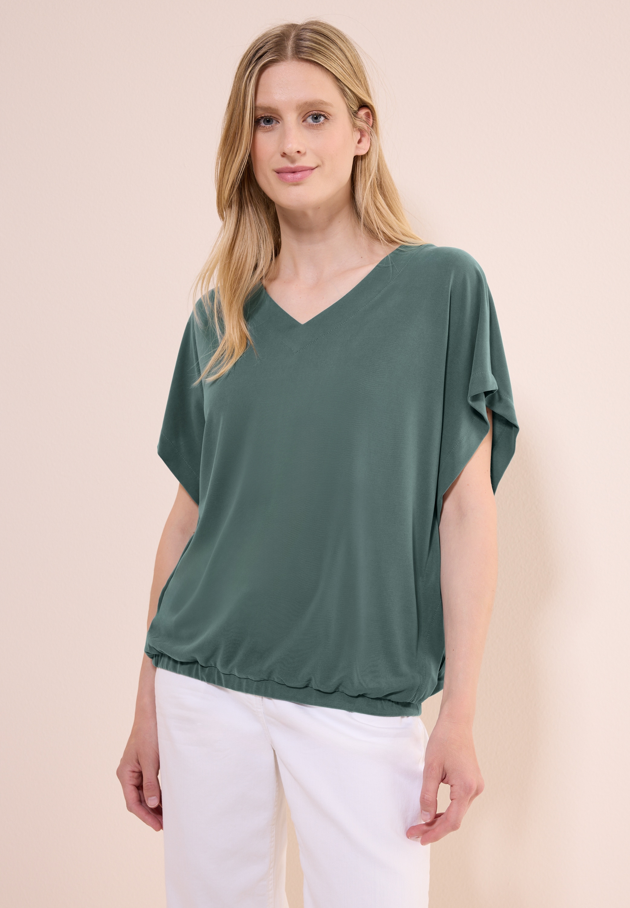 Cecil V-Shirt, mit Elastiksaum günstig online kaufen