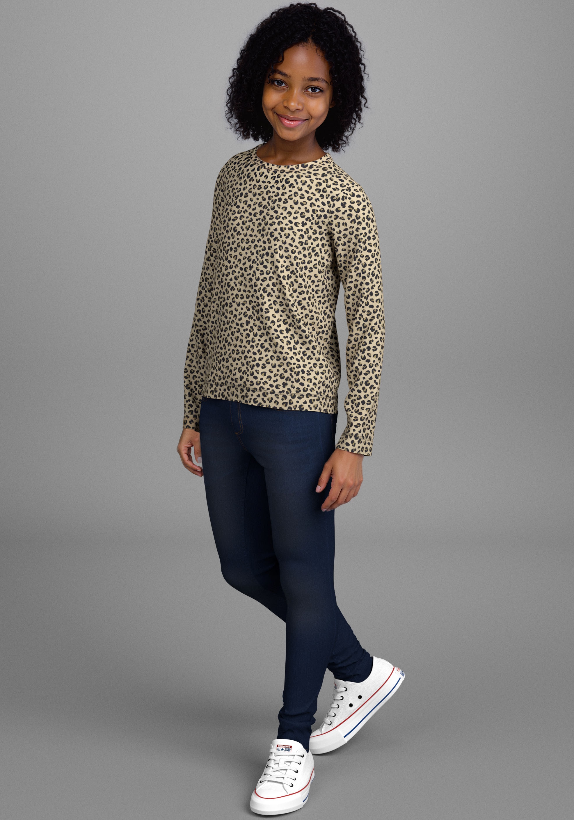 KIDSWORLD Langarmshirt »Shirt in Leo-Optik«, Modischer Animal-Print