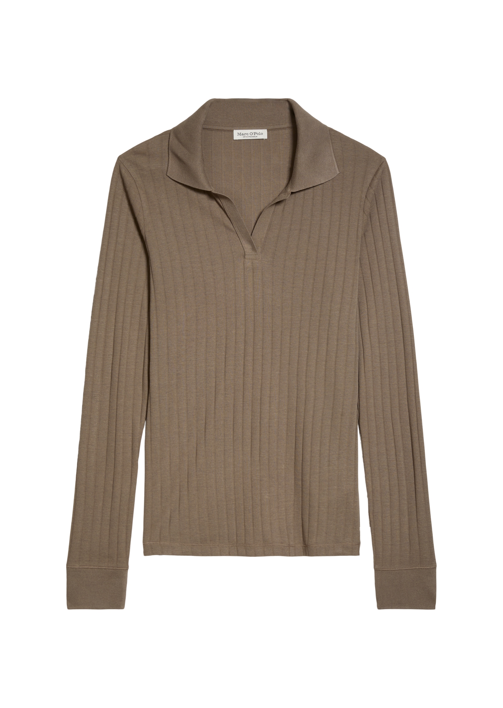 Marc O'Polo Langarm-Poloshirt »aus weichem Rippjersey«