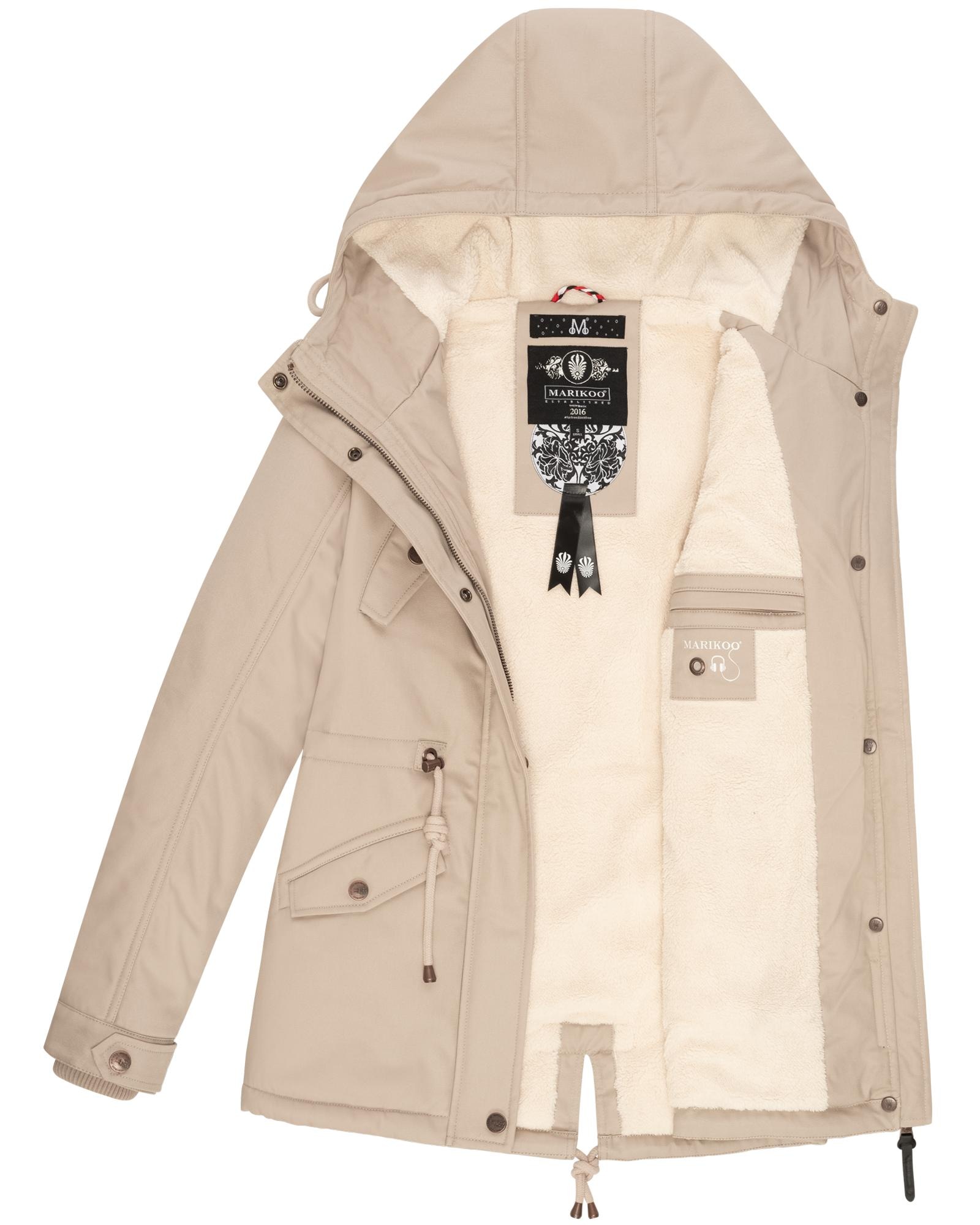 Marikoo Winterjacke »Manolya«, mit Kapuze, stylischer Kurzmantel mit weichem Teddyfell-Futter