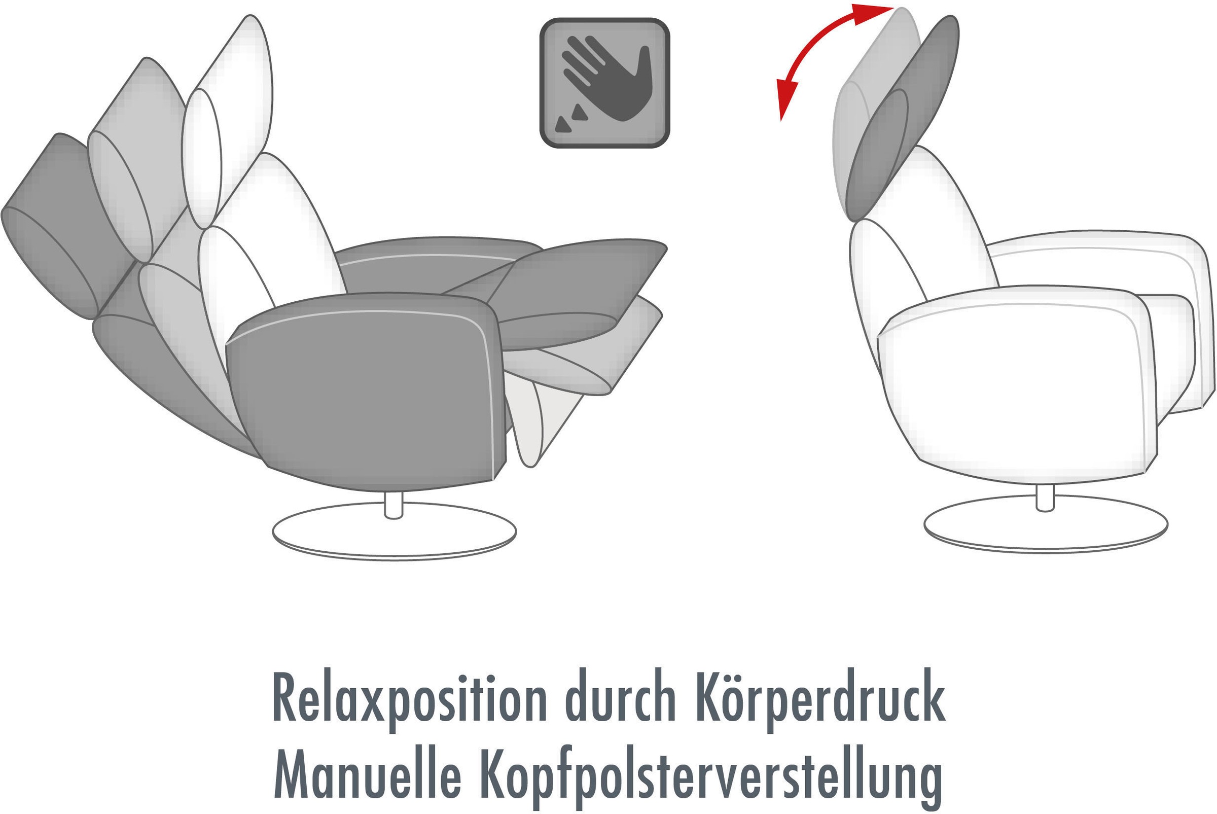 Die PlanBar Relaxsessel »Relaxsessel mit Metallsternfuß, Relaxfunktion und Kopfteilverstellung« 1 Stk. tlg.