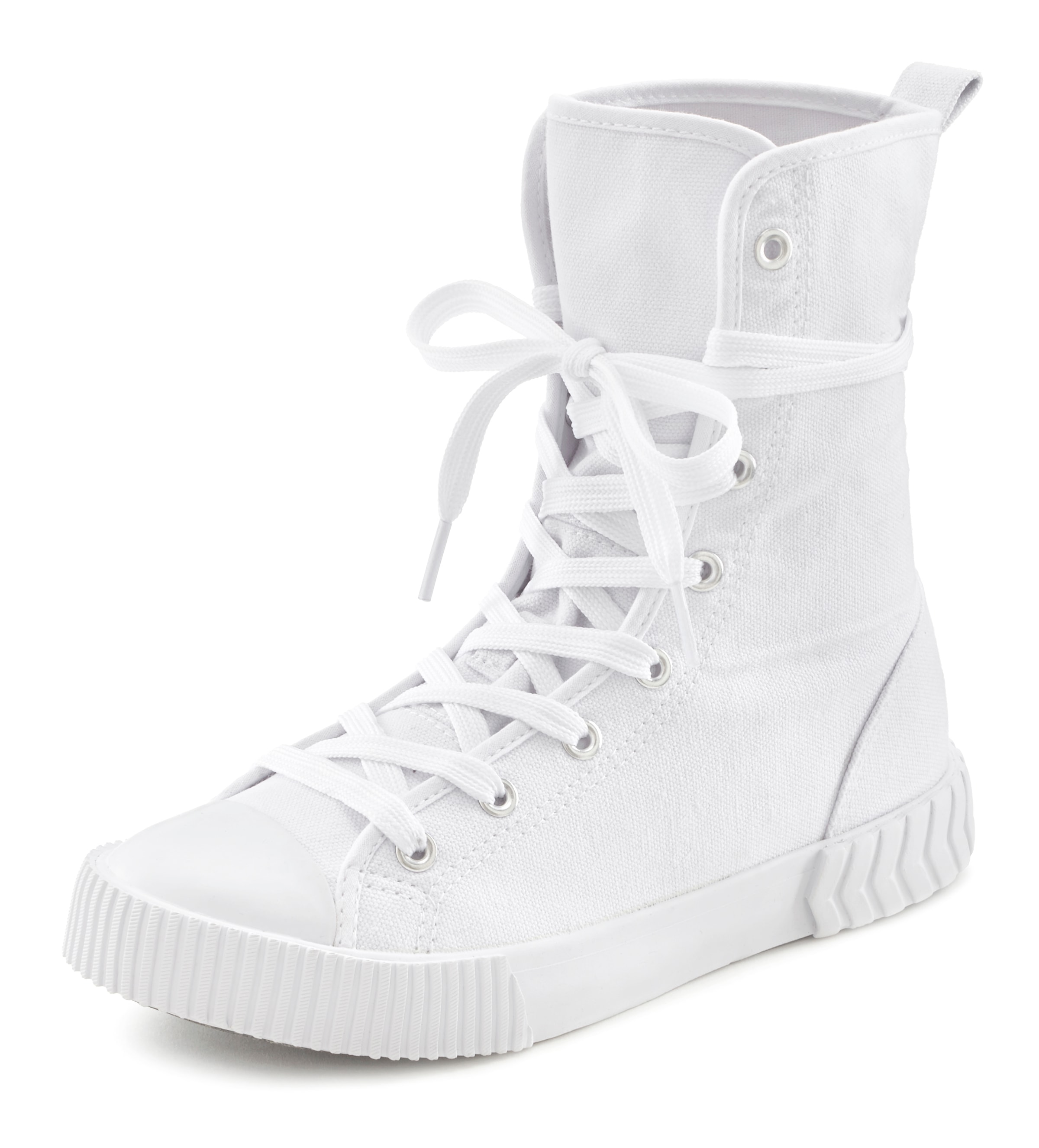 LASCANA Stiefelette, im Combat Look, High Top Sneaker, Schnürschuh, Textil-Boots