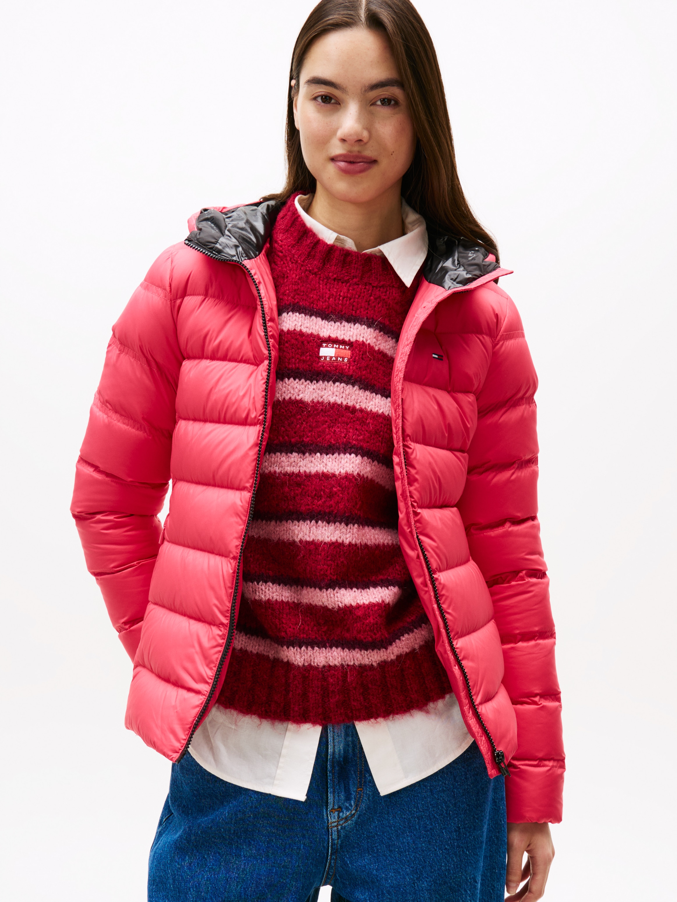 Tommy Jeans Steppjacke "TJW SLIM HOOD PRNT DOWN JCKT EXT", mit Kapuze günstig online kaufen