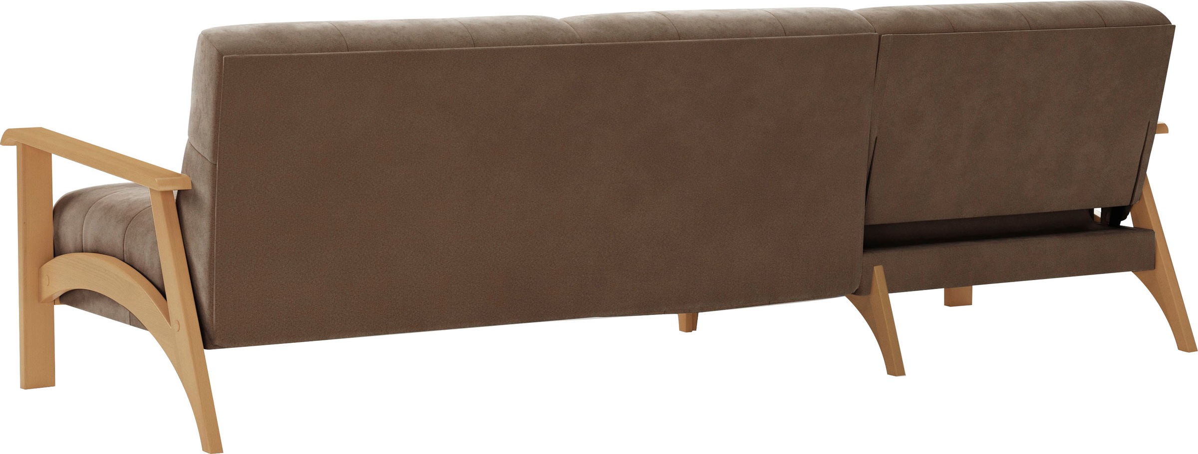 sit&more Ecksofa »Billund L-Form«, Armlehnen aus eichefarbigem Buchenholz, verschiedene Bezüge und Farben