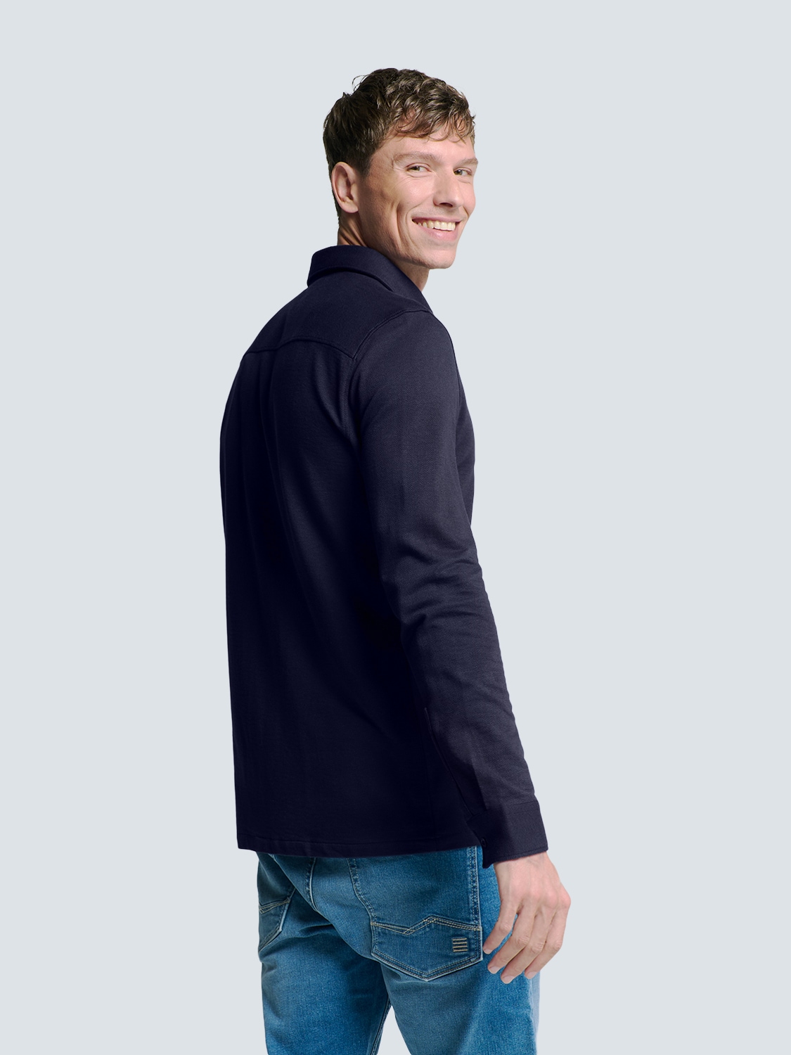NO EXCESS Langarmhemd »No Excess Jersey Stretch Mélange Hemd«