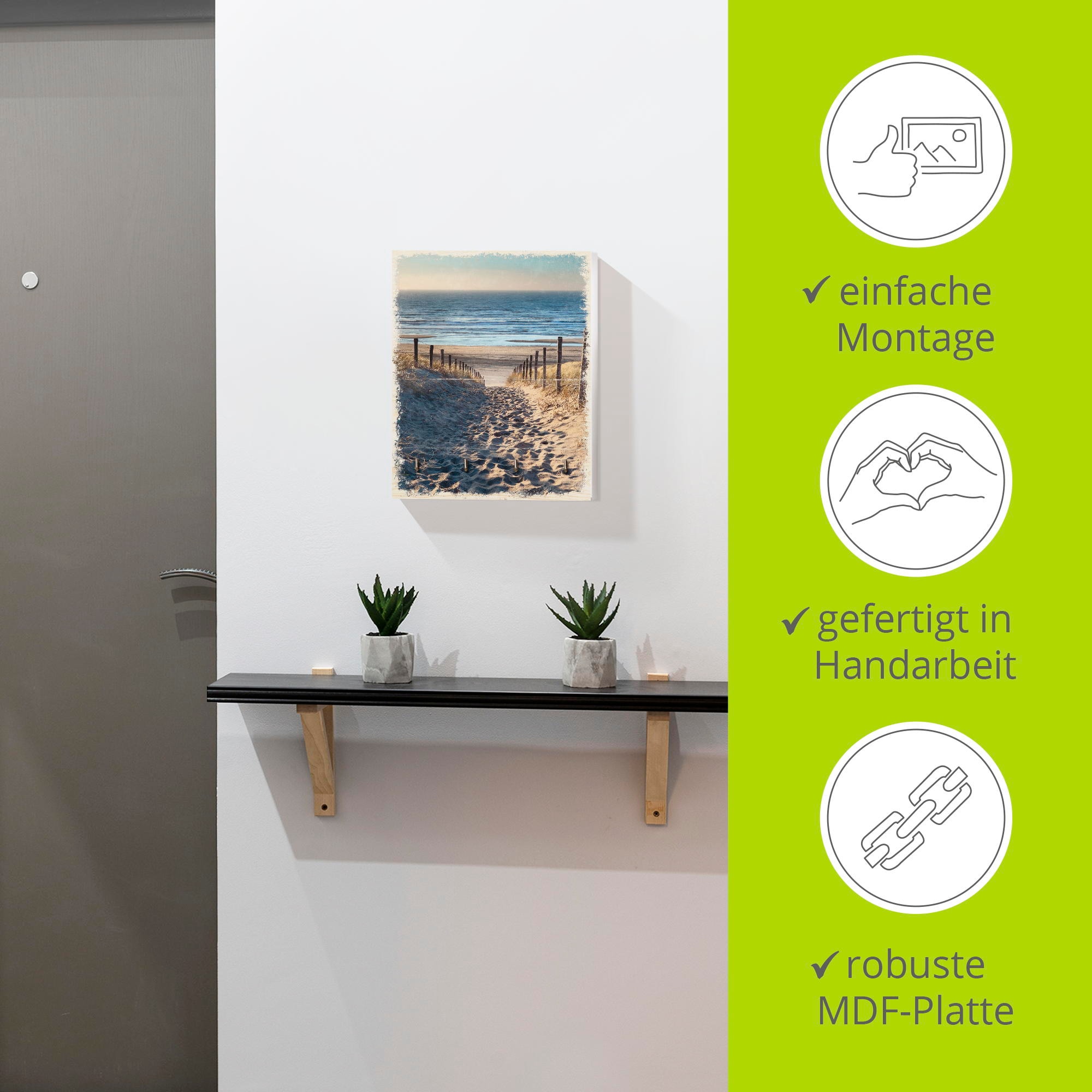 Artland Hakenleiste »Weg zum Nordseestrand Sonnenuntergang«, MDF