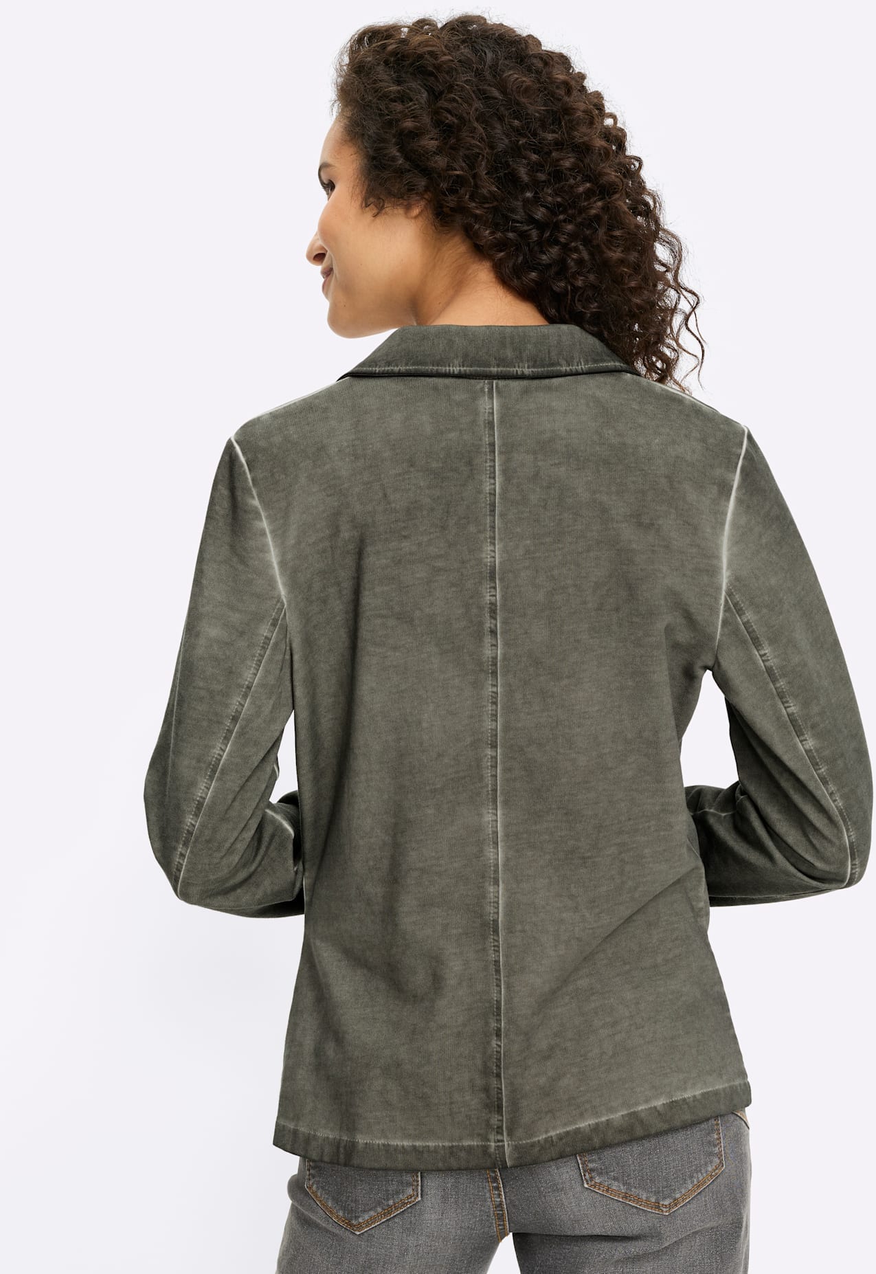 HEINE Damen Sweatblazer "Sweatblazer"khaki, Gr. 34, 95% Baumwolle, 5% Elasthan, Blazer