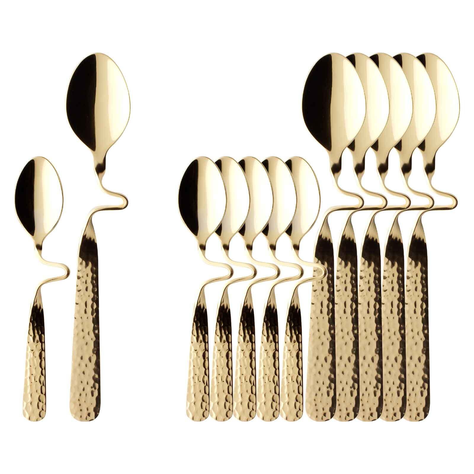 Villeroy & Boch "Kaffee- & Espresso-Löffel vergoldet NewWave Caffè Spoon 17,5 cm & 12 cm 12er Set gold" Spülmaschinenfest