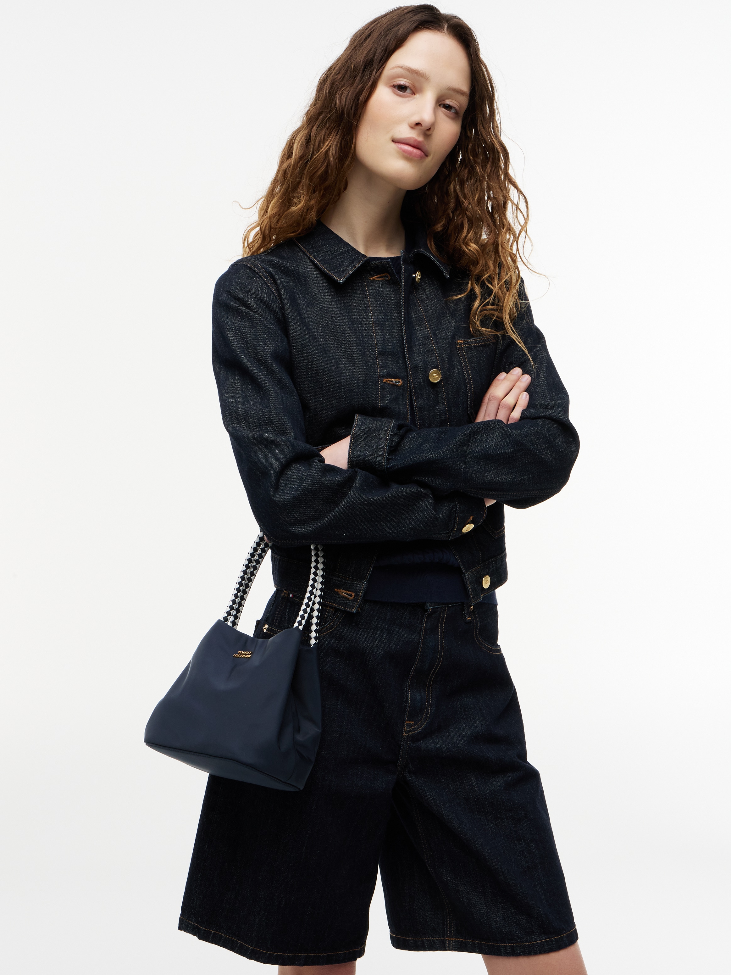 Tommy Hilfiger »TH MARINA BUCKET NYLON« Damen Tragetasche, Umhängetasche, Schultertasche mit Logoschriftzug