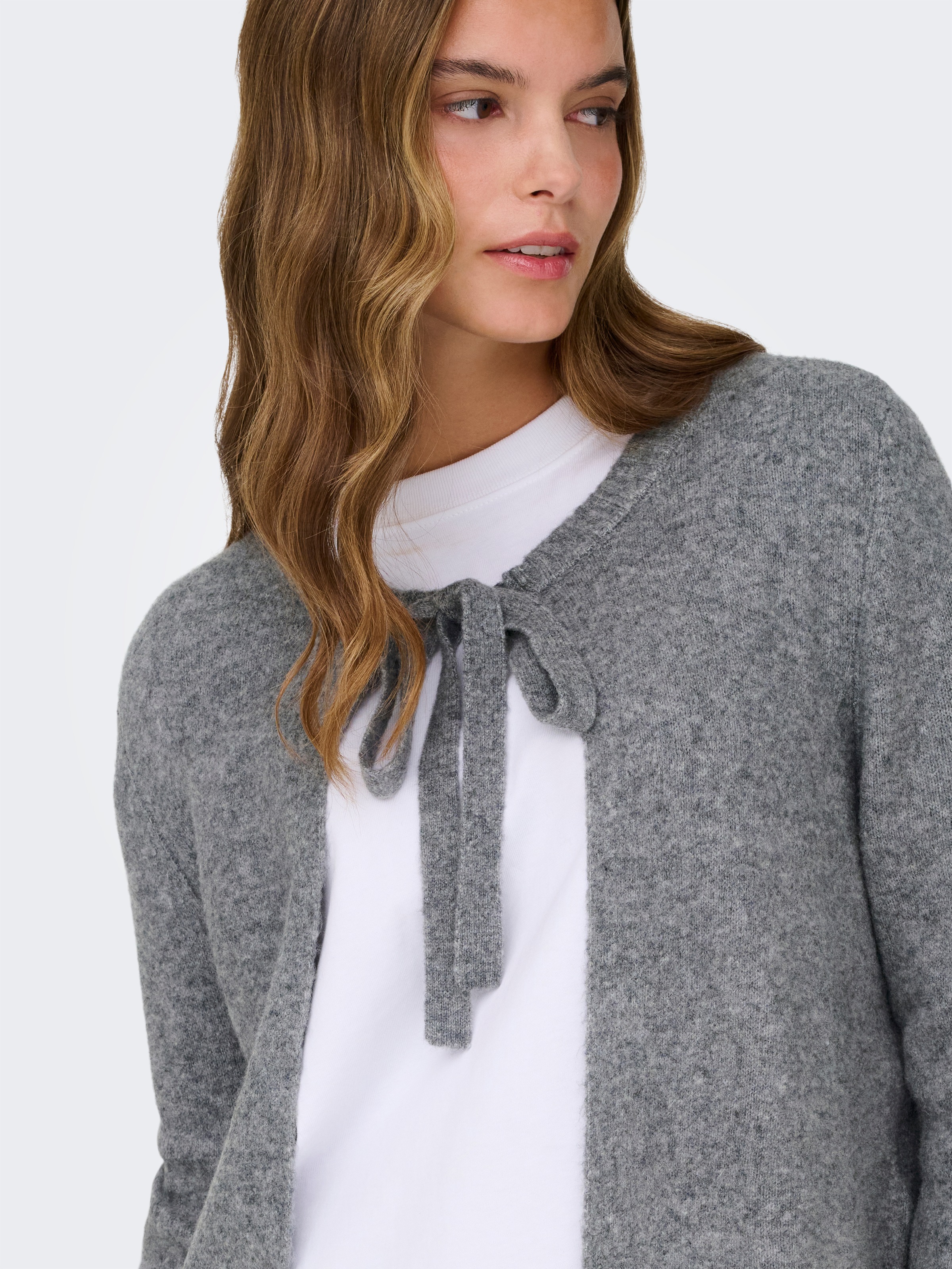 ONLY ONLJESSIE LS ONE STRING Cardigan Grey Melange M 2
