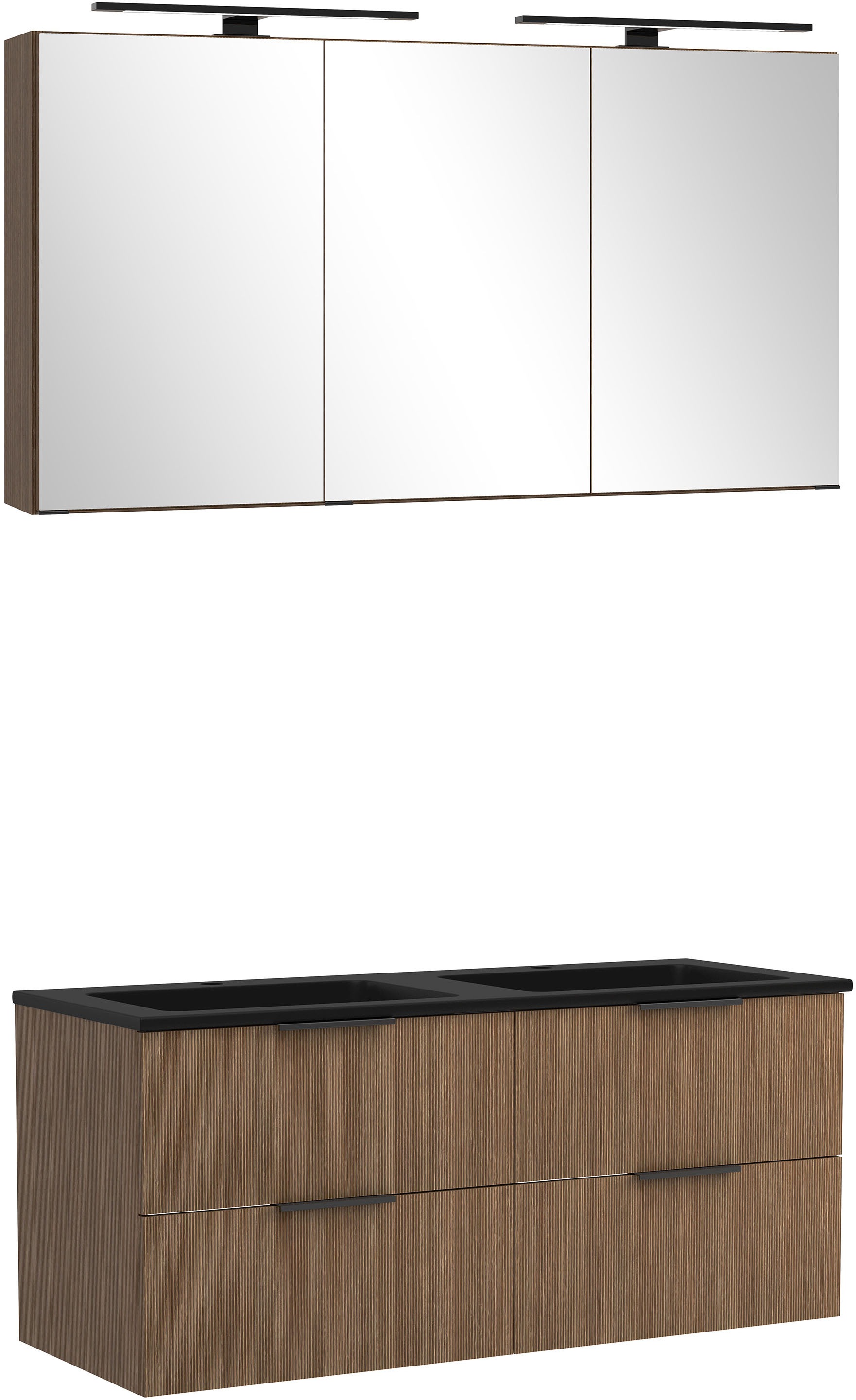 welltime Badmöbel-Set »Welltime, York Waschtisch-Set 120 cm, weißes oder schwarzes Becken«