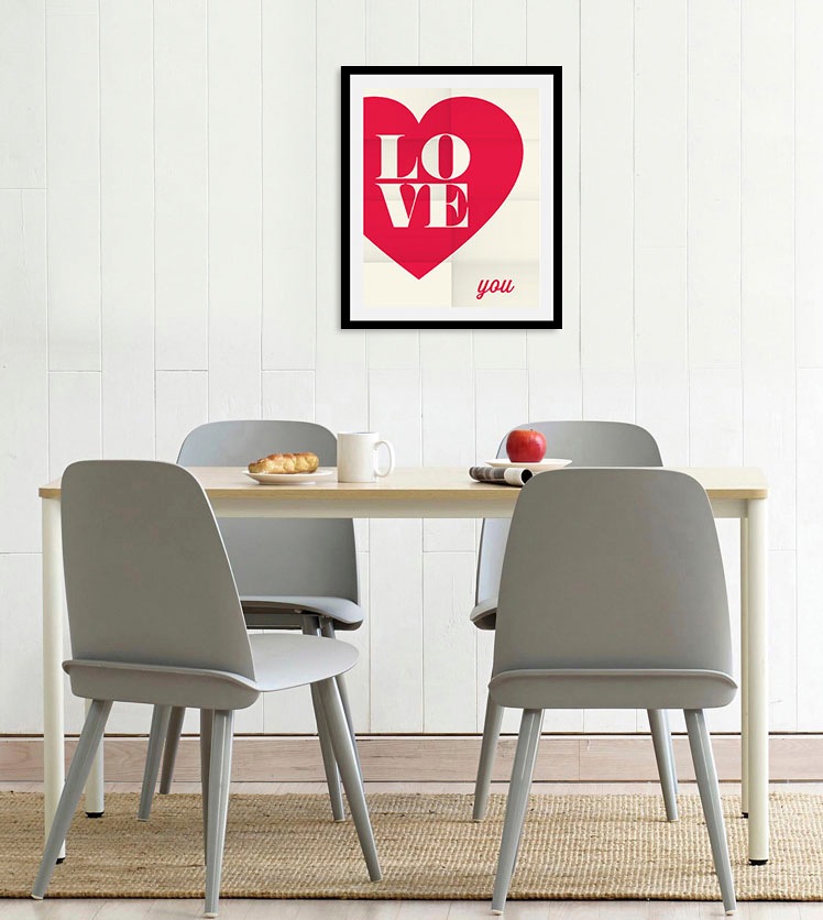 queence Bild »Liebe«, Schriftzug-Liebessprüche-Herz-Herzbilder, (1 St.), HD Premium Poster-Druck inkl. Holzrahmen