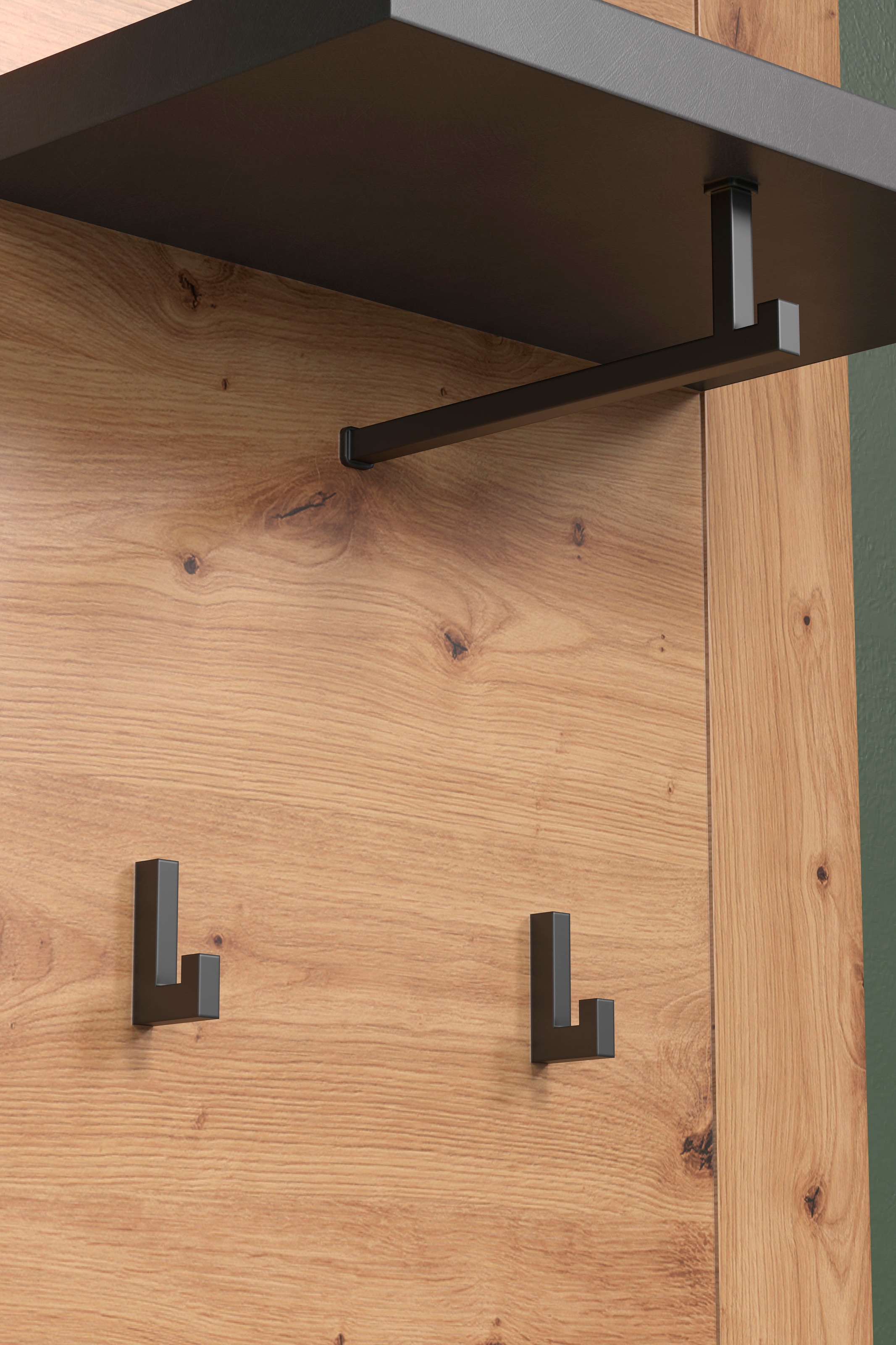 Home affaire Garderobenpaneel »Ambres«, Matte, hellbraune Echtholzoptik, ca. 62 cm breit, Hutablage, Melamin