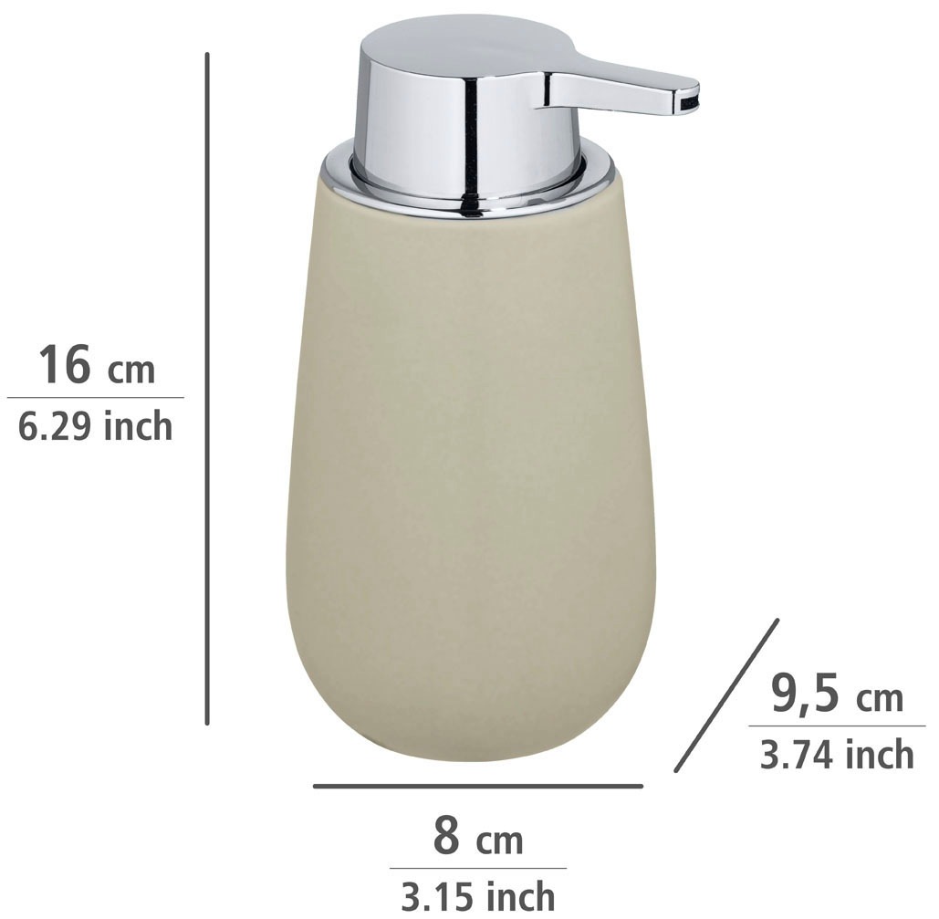 WENKO Seifenspender »Badi«, (1 tlg.), Beige Keramik, 320 ml