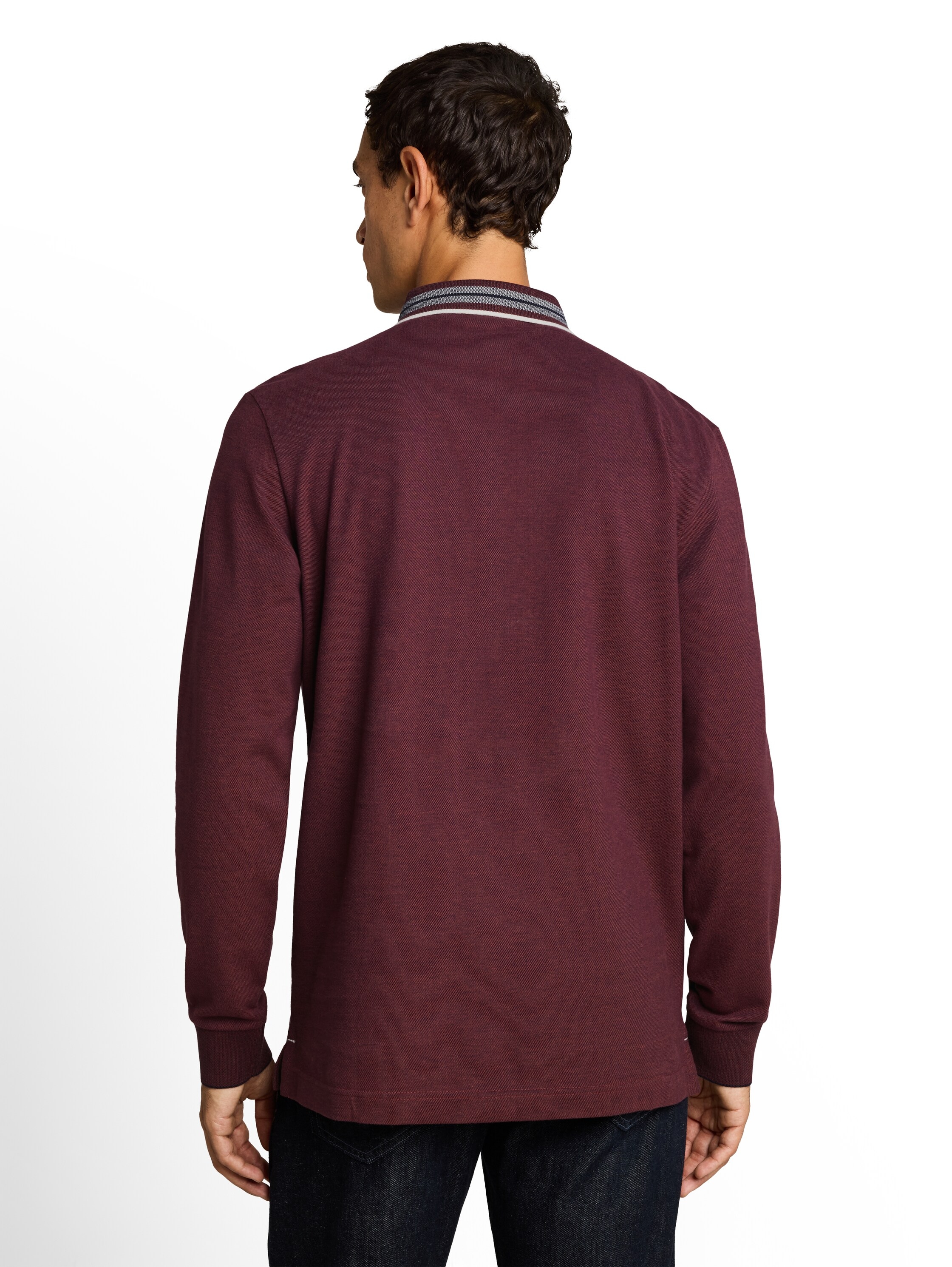 TOM TAILOR Langarm-Poloshirt mit Logostickerei / Stretch