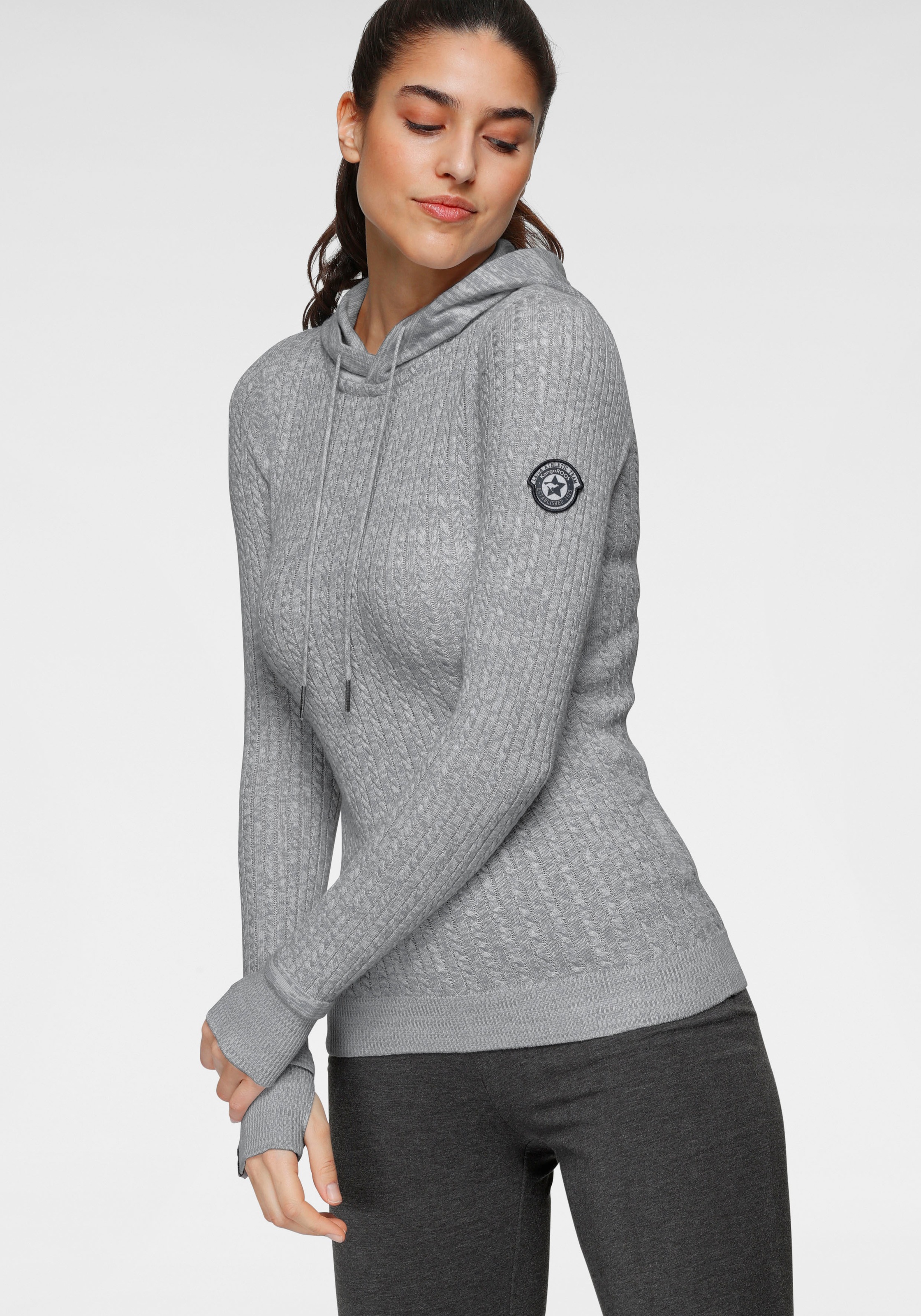 KangaROOS Kapuzenpullover im feinen Zopf-Strick-Design günstig online kaufen