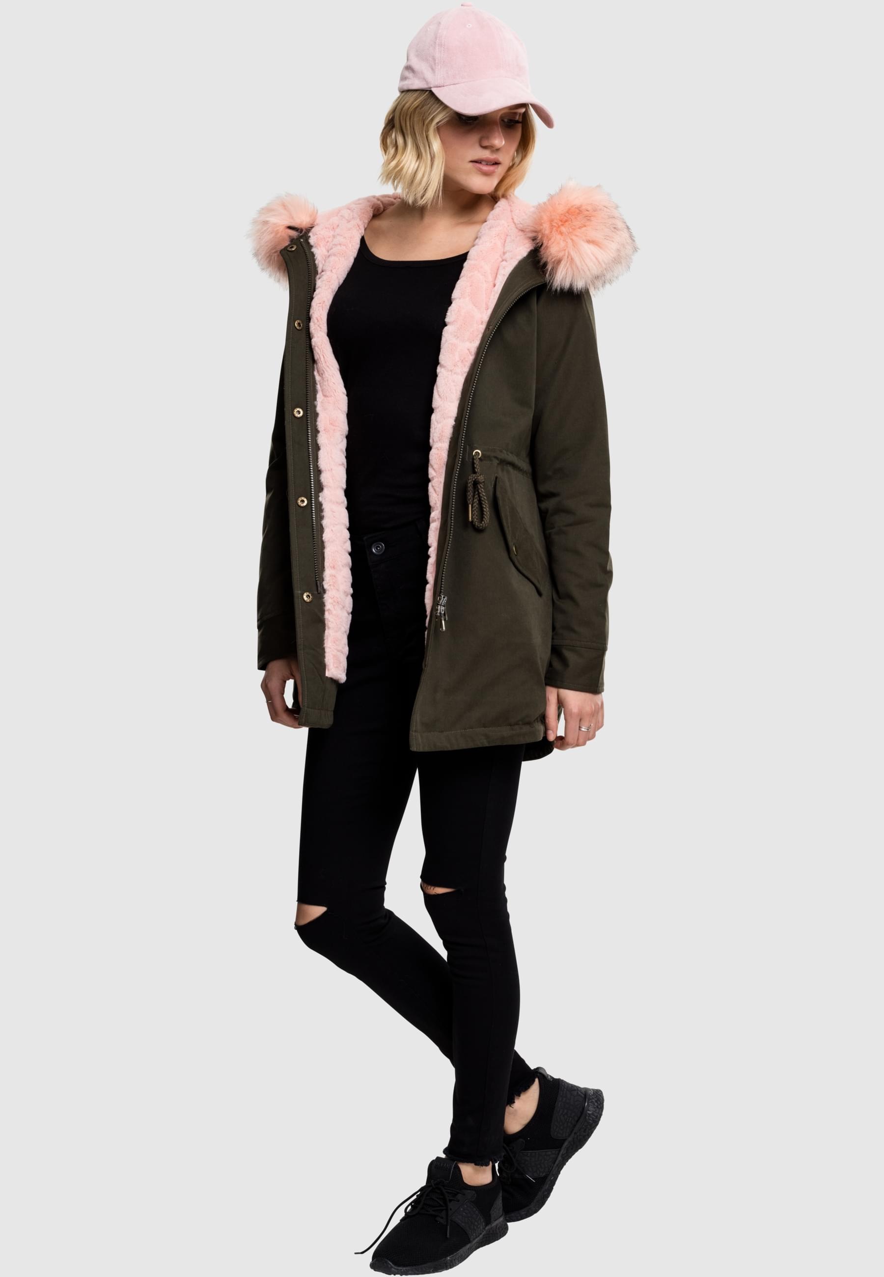 URBAN CLASSICS Parka »Urban Classics Damen Ladies Peached Teddy Lined Parka«, (1 St.), mit Kapuze