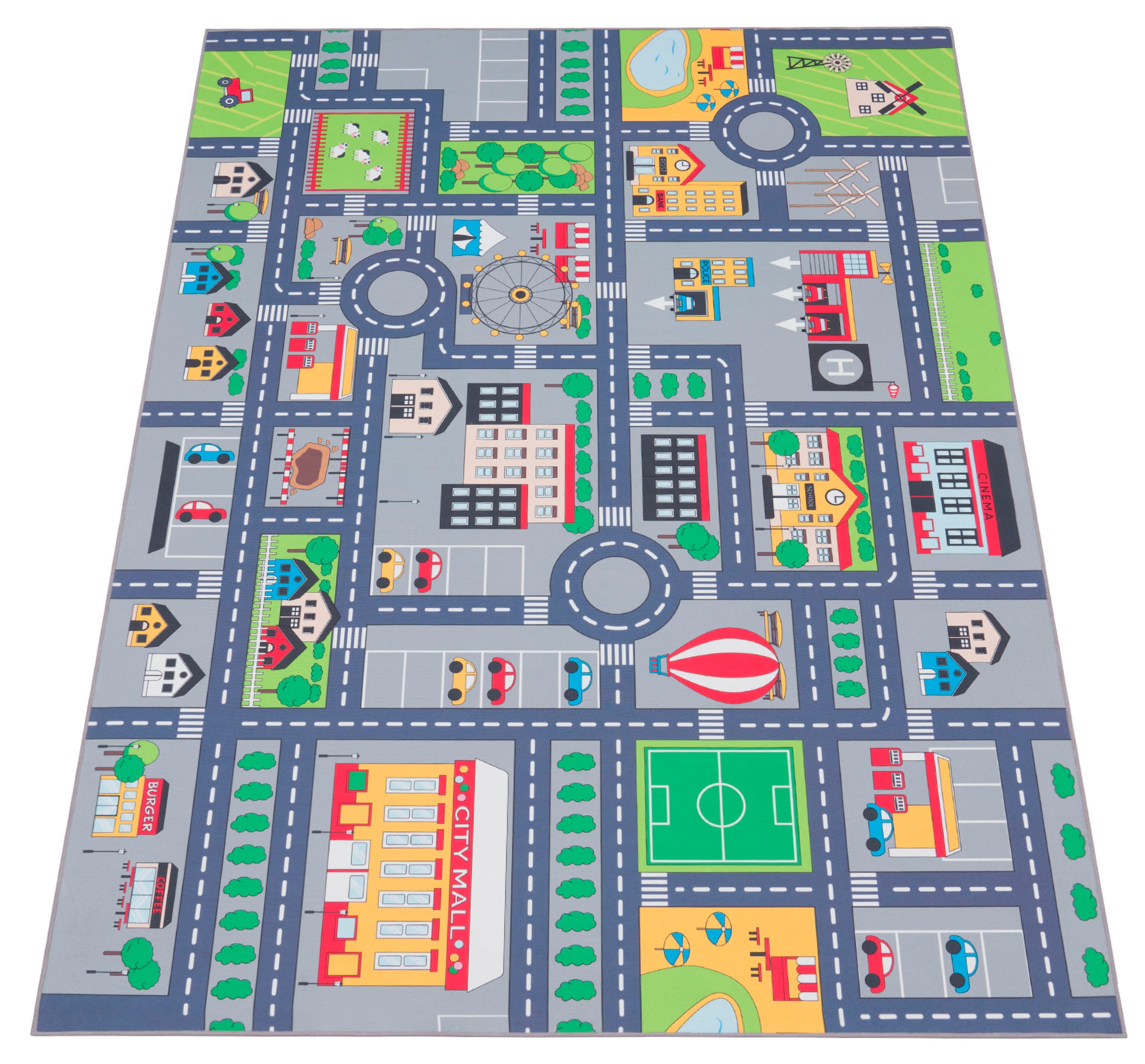 Paco Home Kinderteppich "Bino 576", rechteckig, 4 mm Höhe, Kurzflor, Straßen-Spiel-Teppich, Kinderzimmer