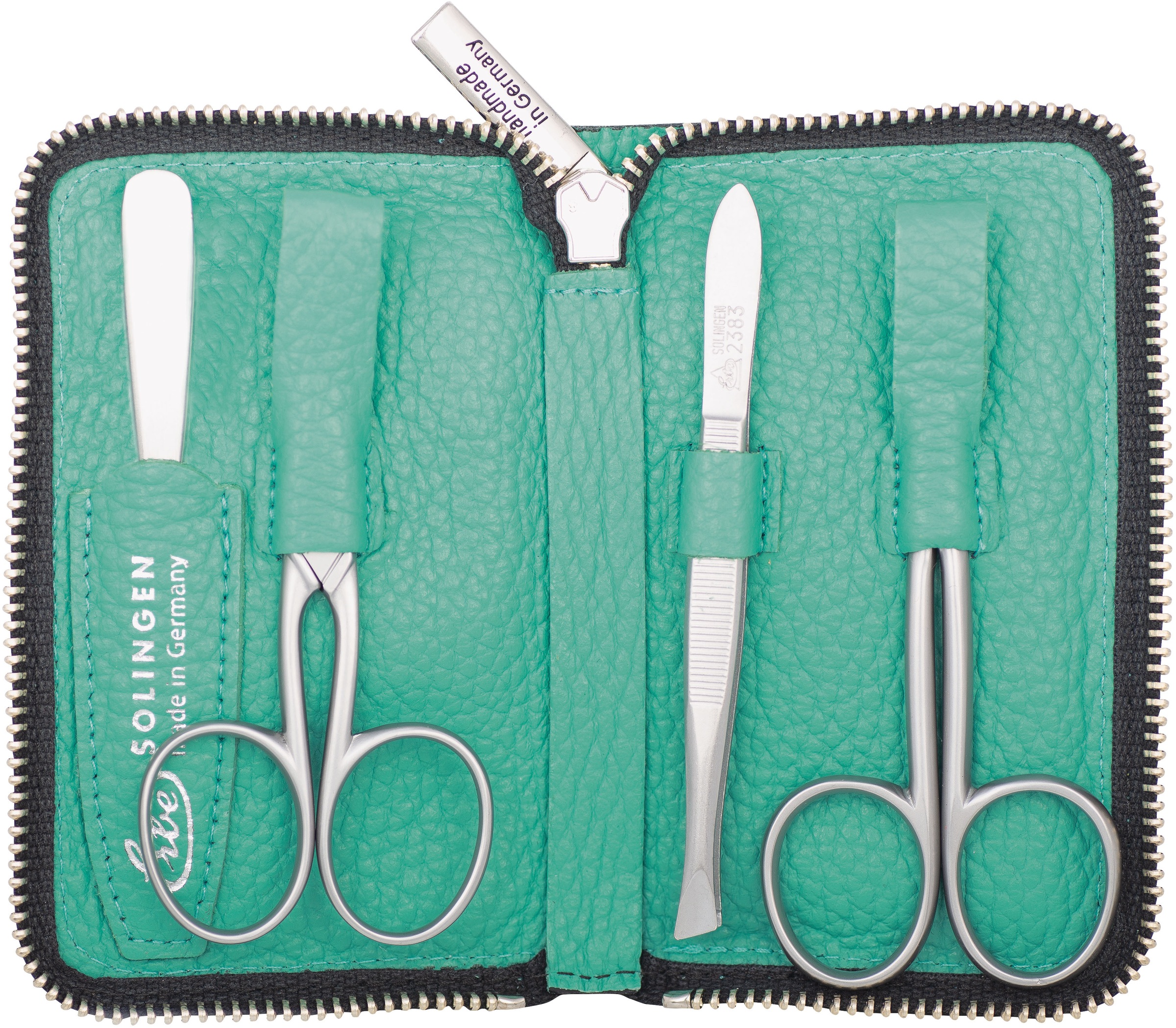 ERBE Maniküre-Etui "Maniküre Set Reißverschluss-Etui Serie "Piemont", blau, 4-tlg.", B/H/T: 65mm x 110mm x 20mm 4, grün, B:65mm H:110mm T:20mm,