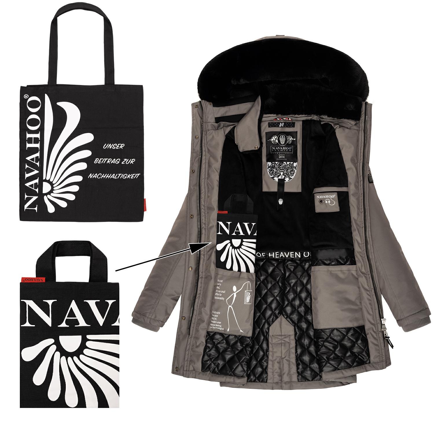 Navahoo Wintermantel »Tiniis«, Parka mit abnehmbarer Kapuze und extra Einkaufstasche