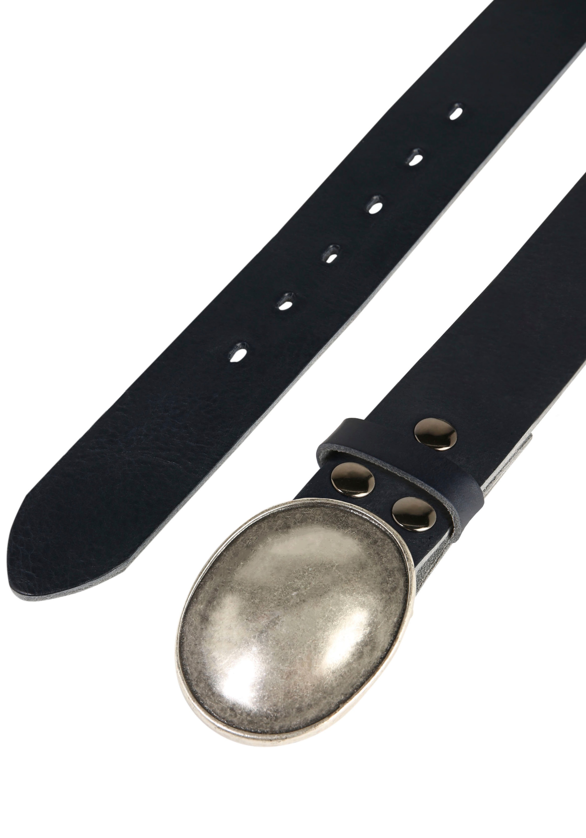 Ledergürtel, mit austauschbarer Schließe »Oval Gewölbt Silber«